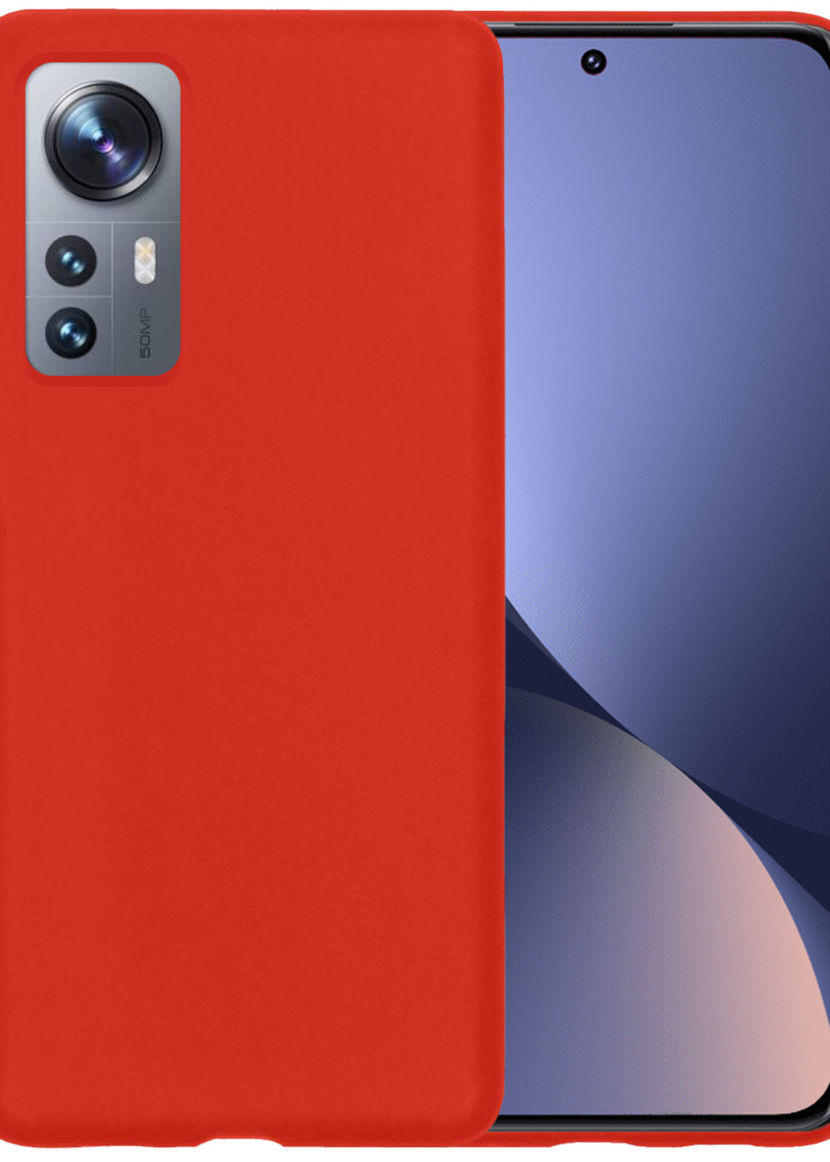 BTH Xiaomi 12 Hoesje Siliconen Case Cover - Xiaomi 12 Hoesje Cover Hoes Siliconen - Rood