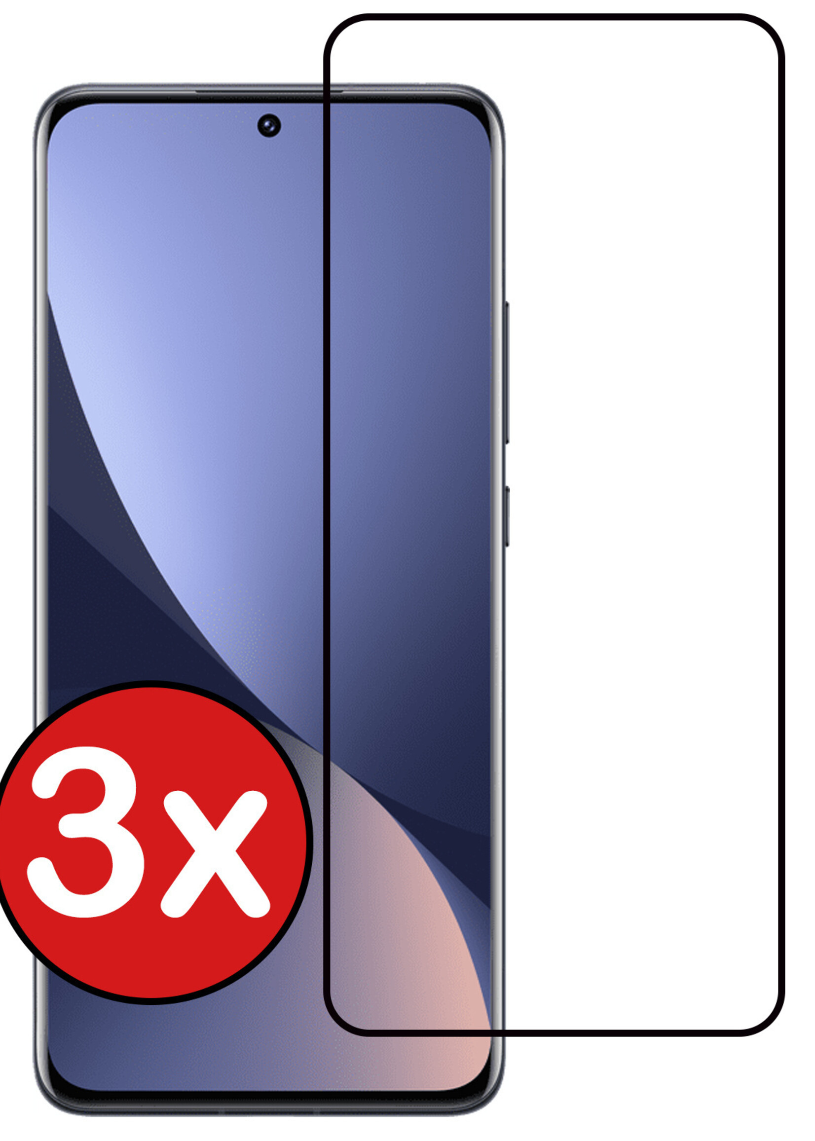 BTH Screenprotector Geschikt voor Xiaomi 12X Screenprotector Glas Gehard Tempered Glass Full Cover - Screenprotector Geschikt voor Xiaomi 12X Screen Protector Screen Cover - 3 PACK