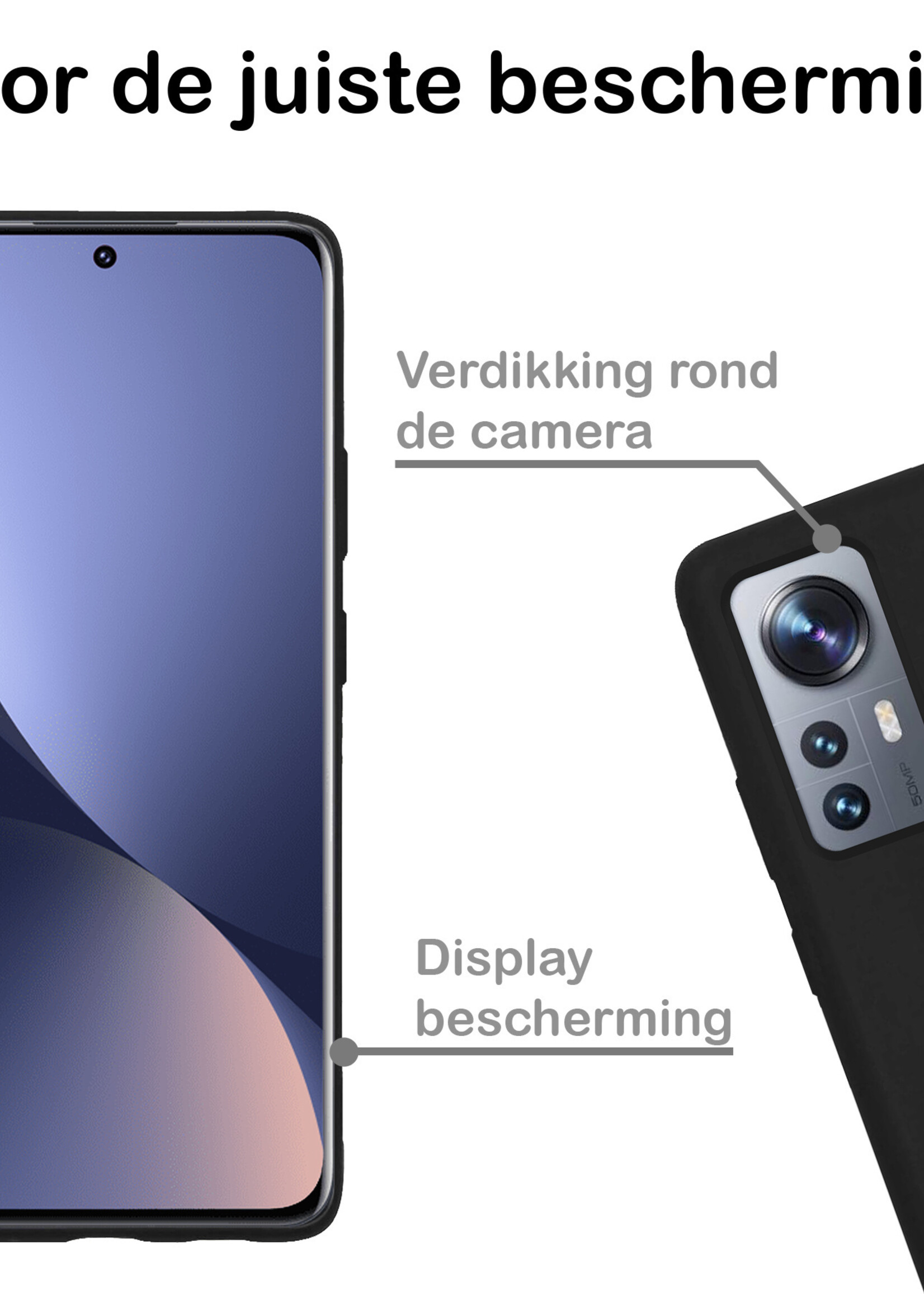 BTH Xiaomi 12X Hoesje Siliconen Case Cover - Xiaomi 12X Hoesje Cover Hoes Siliconen - Zwart