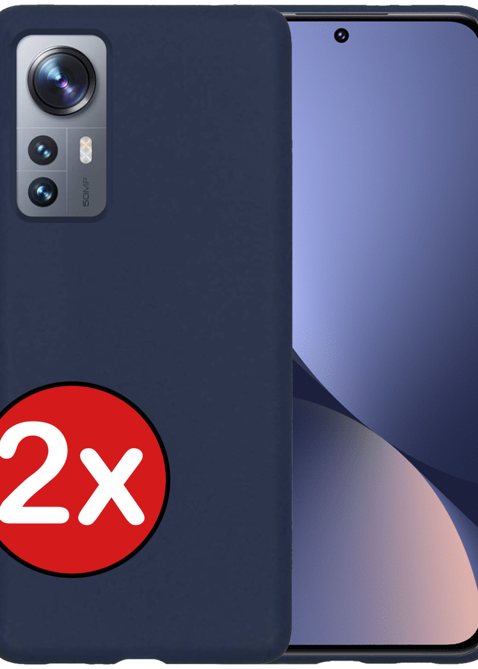 BTH Hoesje Geschikt voor Xiaomi 12X Hoesje Siliconen Case Hoes - Hoes Geschikt voor Xiaomi 12X Hoes Cover Case - Donkerblauw - 2 PACK