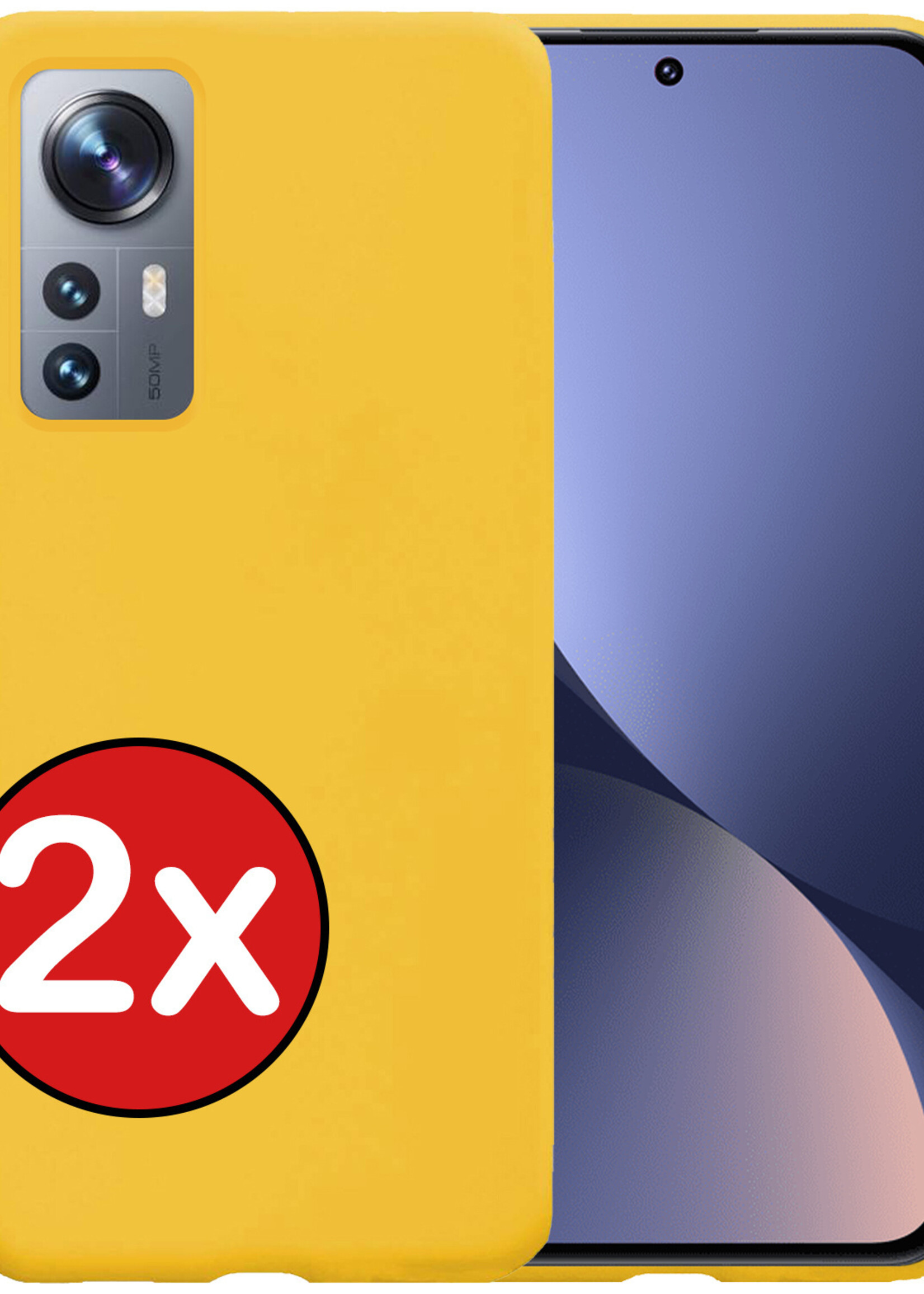 BTH Hoesje Geschikt voor Xiaomi 12X Hoesje Siliconen Case Hoes - Hoes Geschikt voor Xiaomi 12X Hoes Cover Case - Geel - 2 PACK