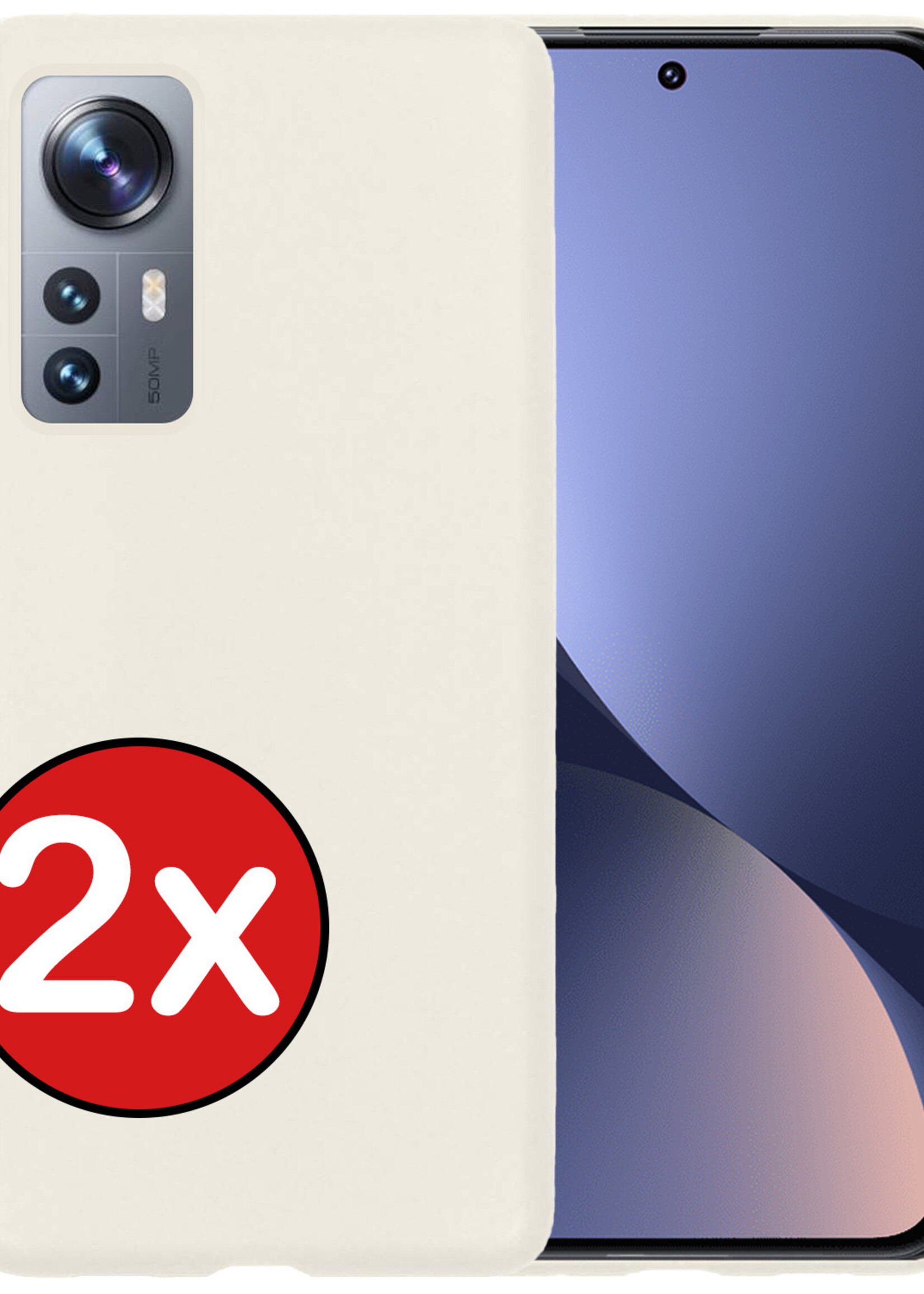BTH Hoesje Geschikt voor Xiaomi 12X Hoesje Siliconen Case Hoes - Hoes Geschikt voor Xiaomi 12X Hoes Cover Case - Wit - 2 PACK
