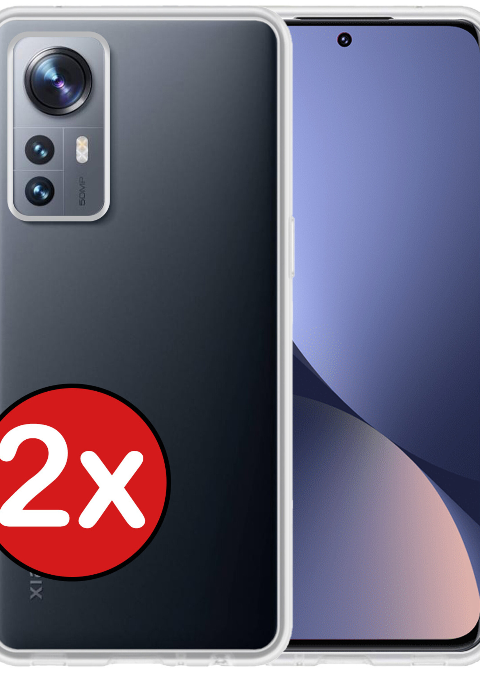 BTH Hoesje Geschikt voor Xiaomi 12 Pro Hoesje Siliconen Case Hoes - Hoes Geschikt voor Xiaomi 12 Pro Hoes Cover Case - Transparant - 2 PACK