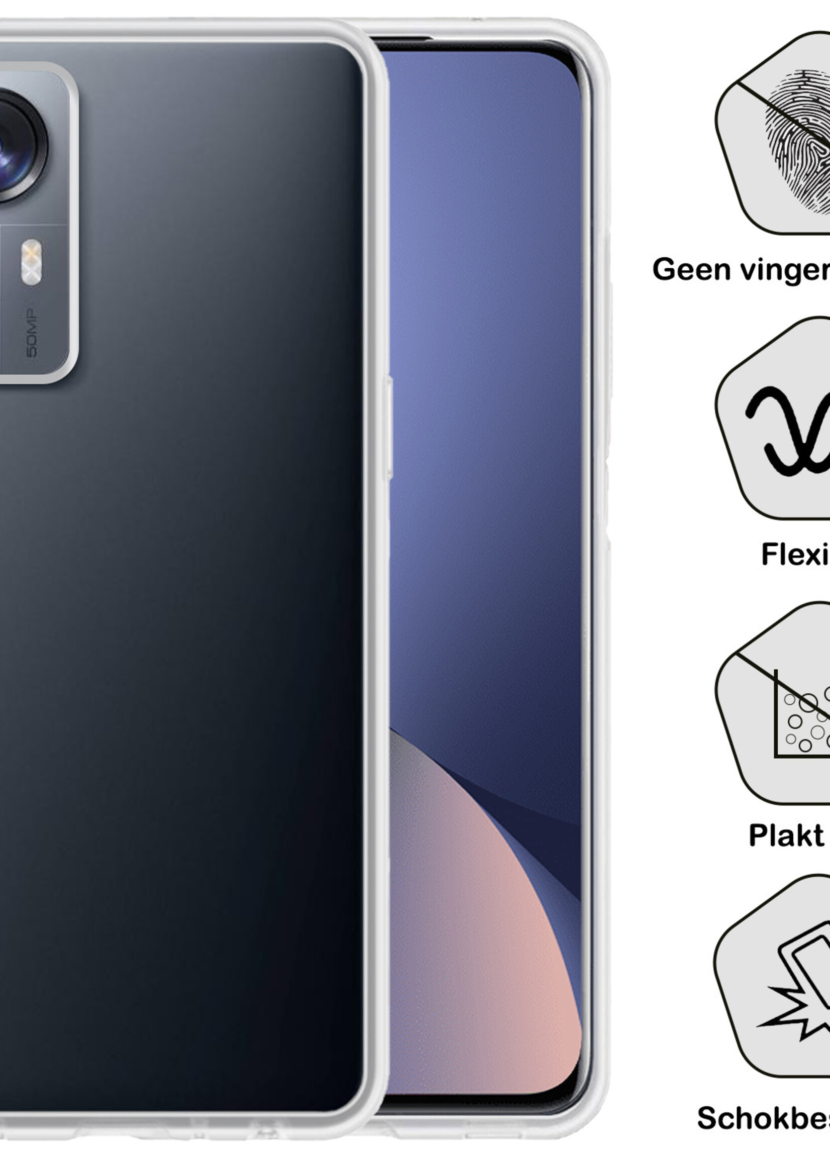 BTH Hoesje Geschikt voor Xiaomi 12 Pro Hoesje Siliconen Case Hoes - Hoes Geschikt voor Xiaomi 12 Pro Hoes Cover Case - Transparant - 2 PACK