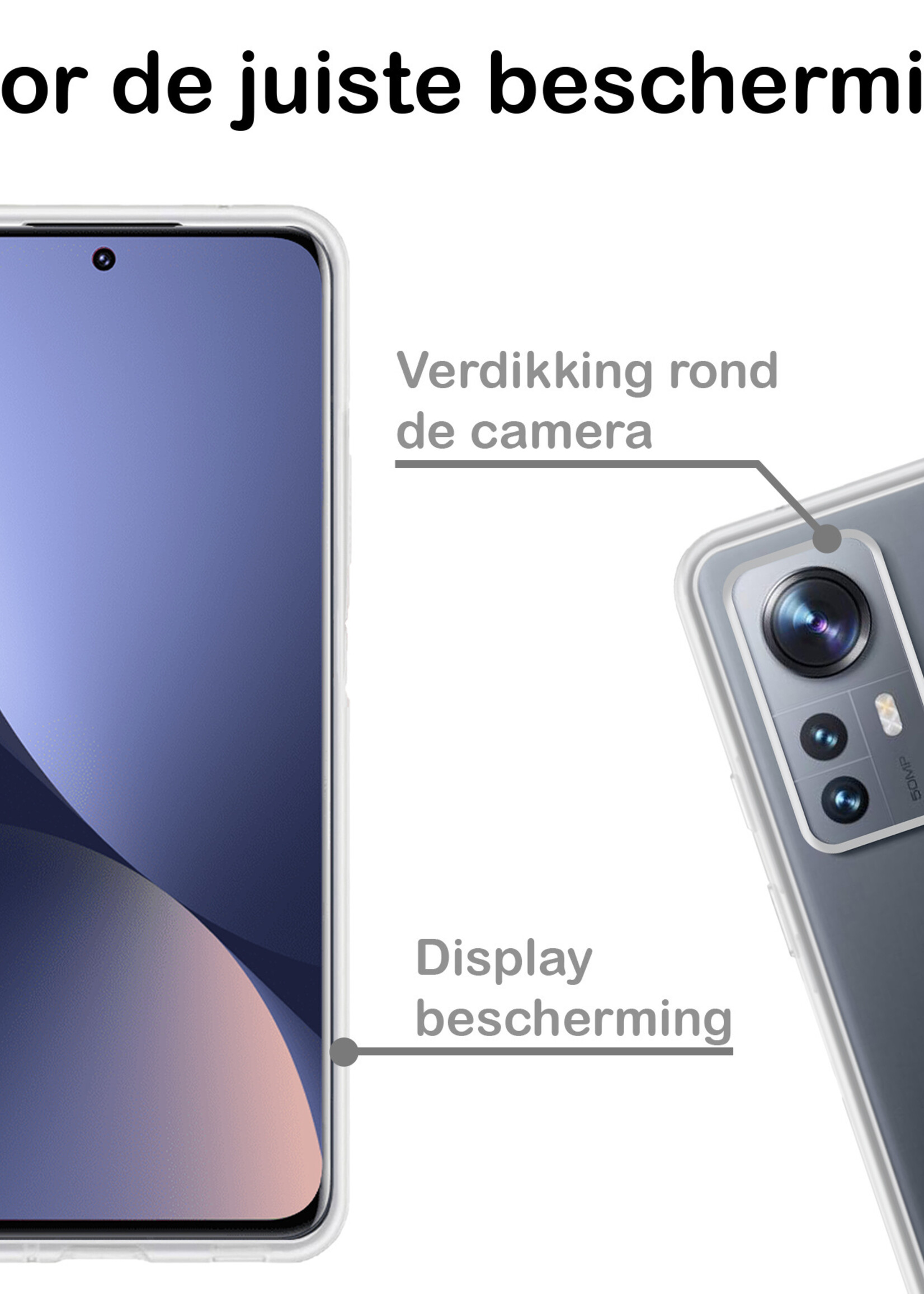 BTH Hoesje Geschikt voor Xiaomi 12 Pro Hoesje Siliconen Case Hoes - Hoes Geschikt voor Xiaomi 12 Pro Hoes Cover Case - Transparant - 2 PACK