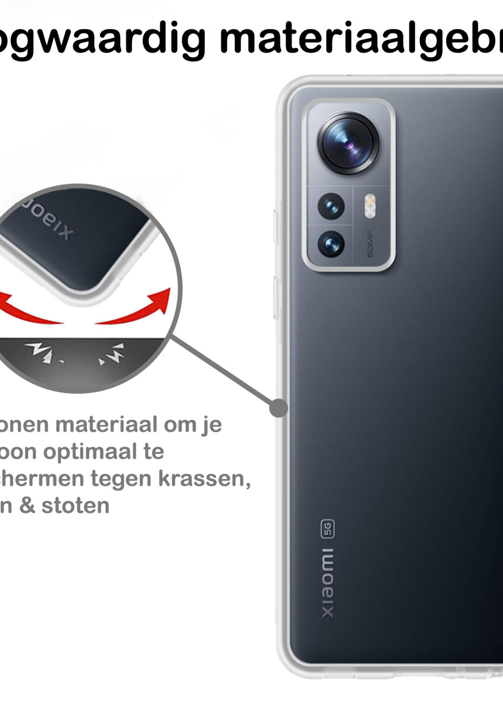 BTH Hoesje Geschikt voor Xiaomi 12 Pro Hoesje Siliconen Case Hoes - Hoes Geschikt voor Xiaomi 12 Pro Hoes Cover Case - Transparant - 2 PACK