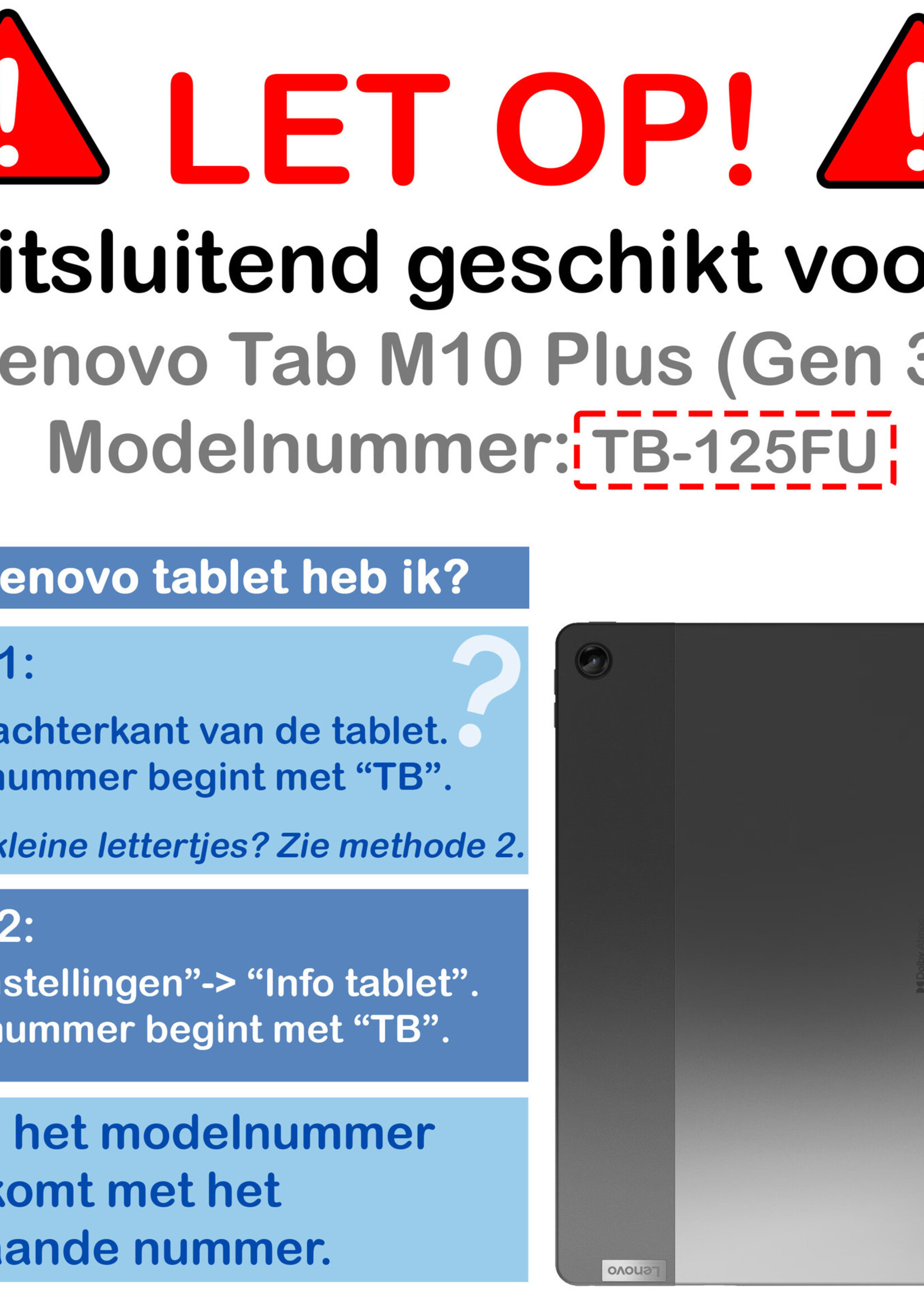 BTH Lenovo Tab M10 Plus Hoes (3e gen) Book Case Hoesje Luxe Cover - Lenovo Tab M10 Plus Hoesje - Donker Blauw