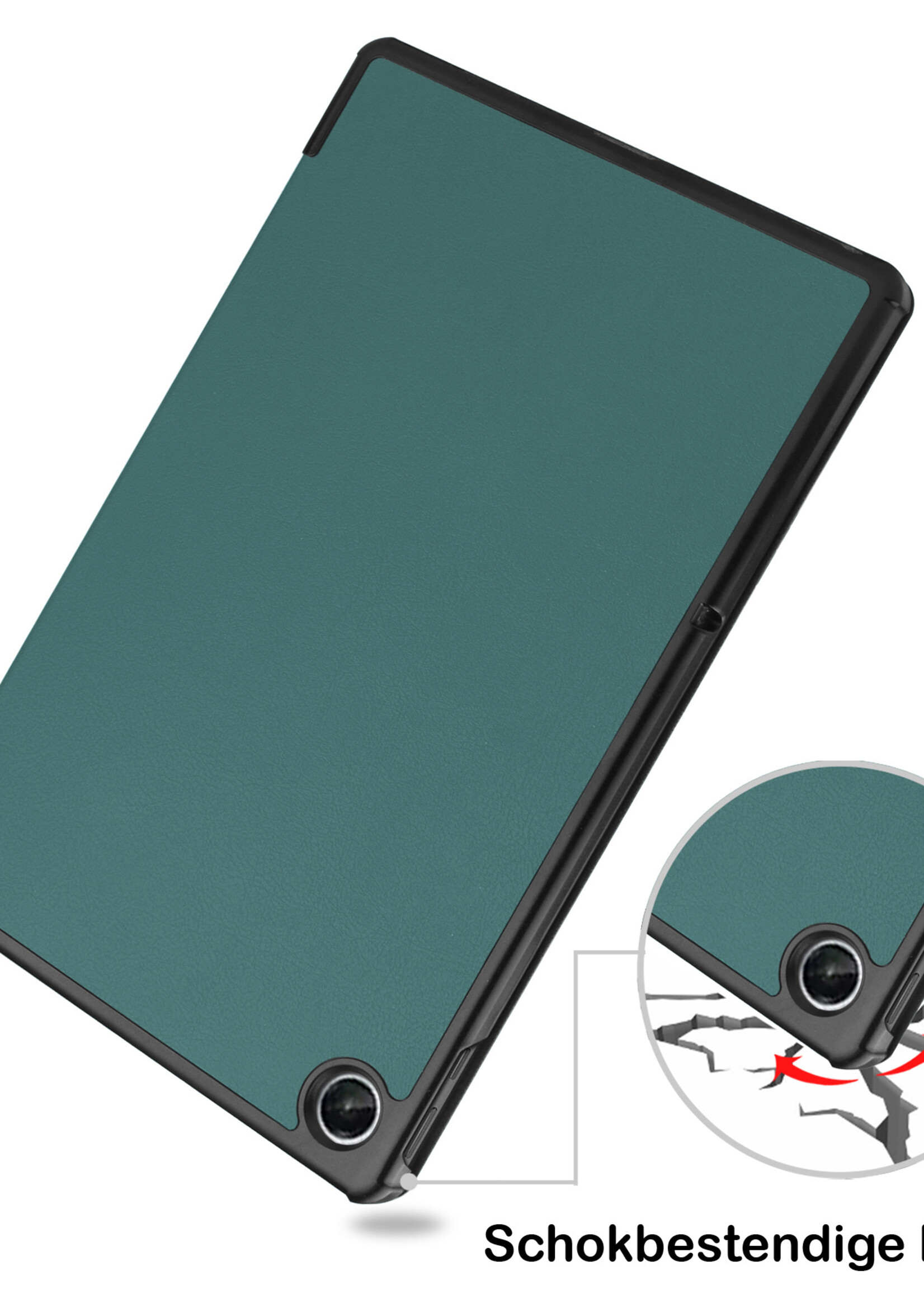 BTH Lenovo Tab M10 Plus Hoes (3e gen) Book Case Hoesje Luxe Cover - Lenovo Tab M10 Plus Hoesje - Donker Groen