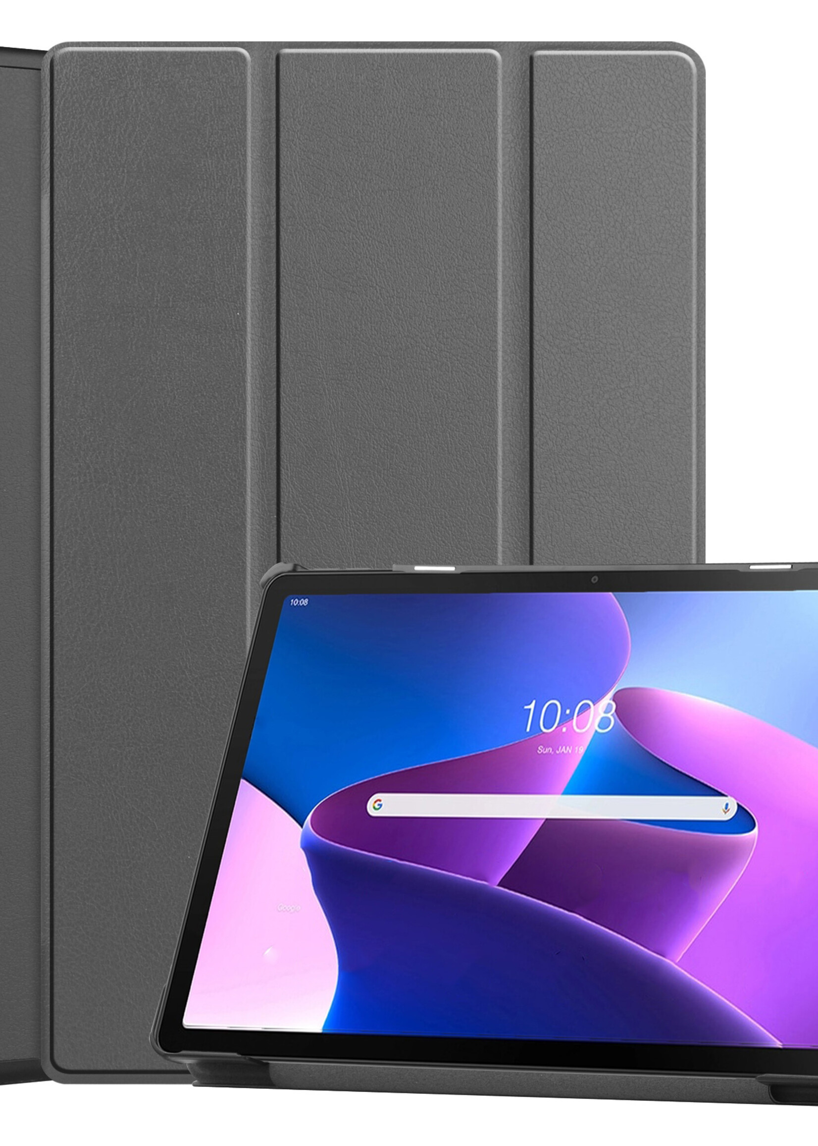 BTH Lenovo Tab M10 Plus Hoes (3e gen) Book Case Hoesje Luxe Cover - Lenovo Tab M10 Plus Hoesje - Grijs