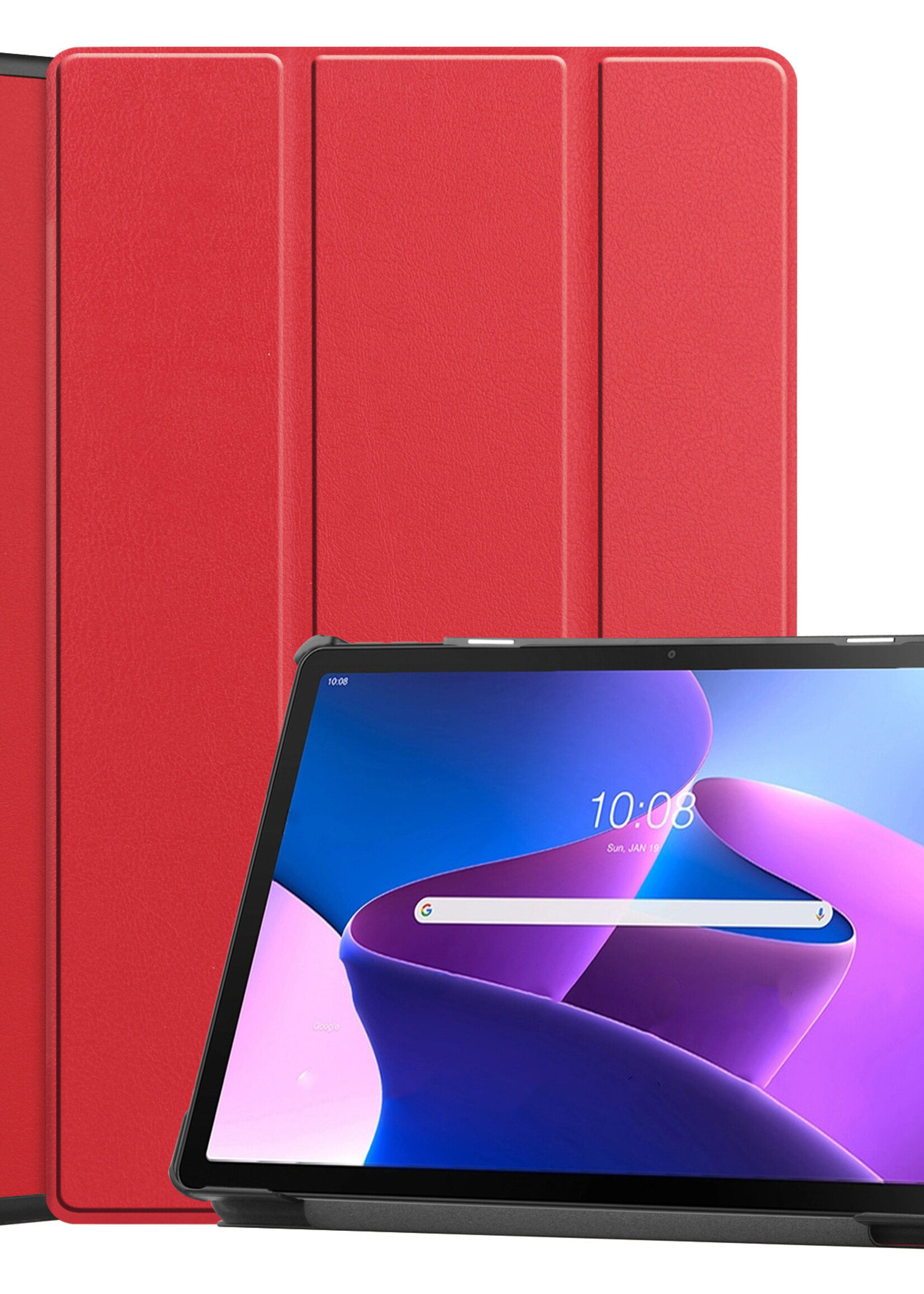 BTH Lenovo Tab M10 Plus Hoes (3e gen) Book Case Hoesje Luxe Cover - Lenovo Tab M10 Plus Hoesje - Rood