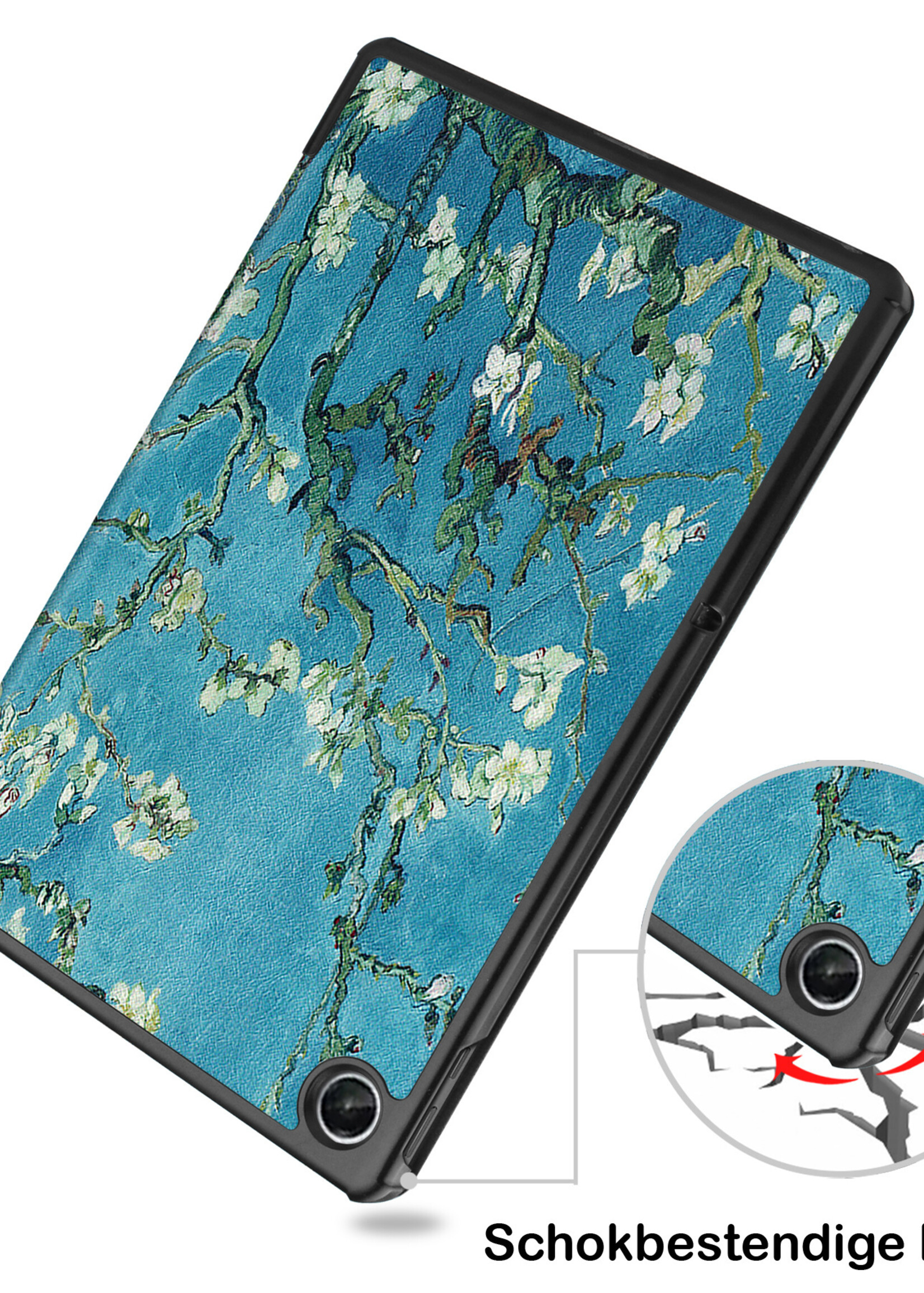 BTH Hoes Geschikt voor Lenovo Tab M10 Plus 3rd Gen Hoes Book Case Hoesje Trifold Cover Met Screenprotector - Hoesje Geschikt voor Lenovo Tab M10 Plus (3e Gen) Hoesje Bookcase - Bloesem