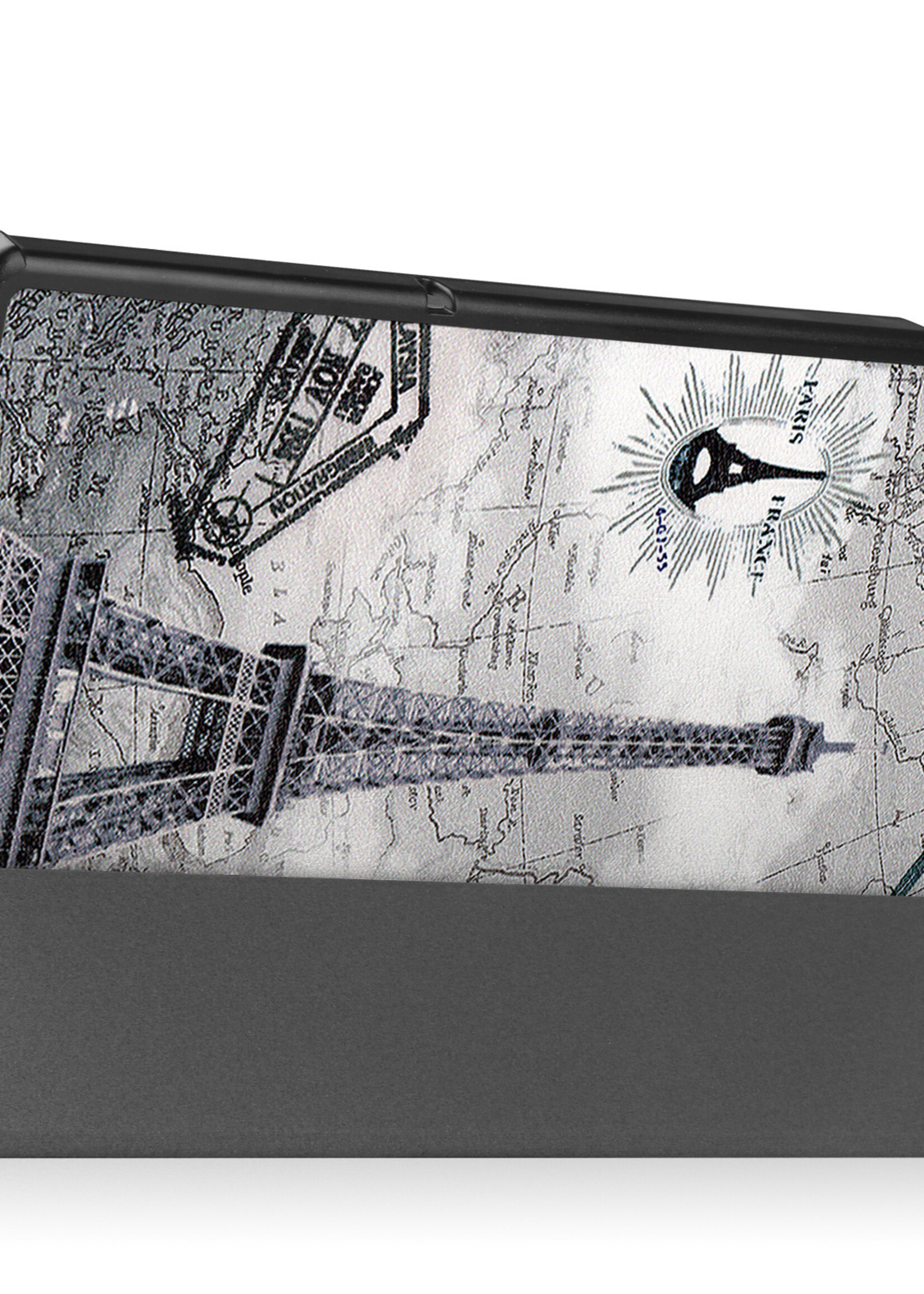 BTH Hoes Geschikt voor Lenovo Tab M10 Plus 3rd Gen Hoes Book Case Hoesje Trifold Cover Met Screenprotector - Hoesje Geschikt voor Lenovo Tab M10 Plus (3e Gen) Hoesje Bookcase - Eiffeltoren