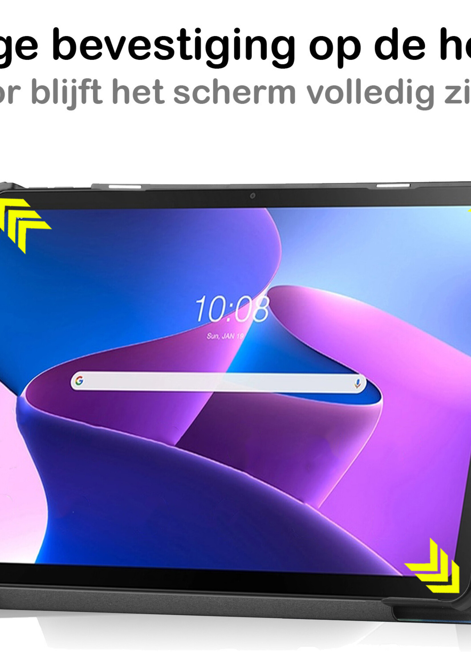 BTH Hoes Geschikt voor Lenovo Tab M10 Plus 3rd Gen Hoes Book Case Hoesje Trifold Cover Met Screenprotector - Hoesje Geschikt voor Lenovo Tab M10 Plus (3e Gen) Hoesje Bookcase - Galaxy