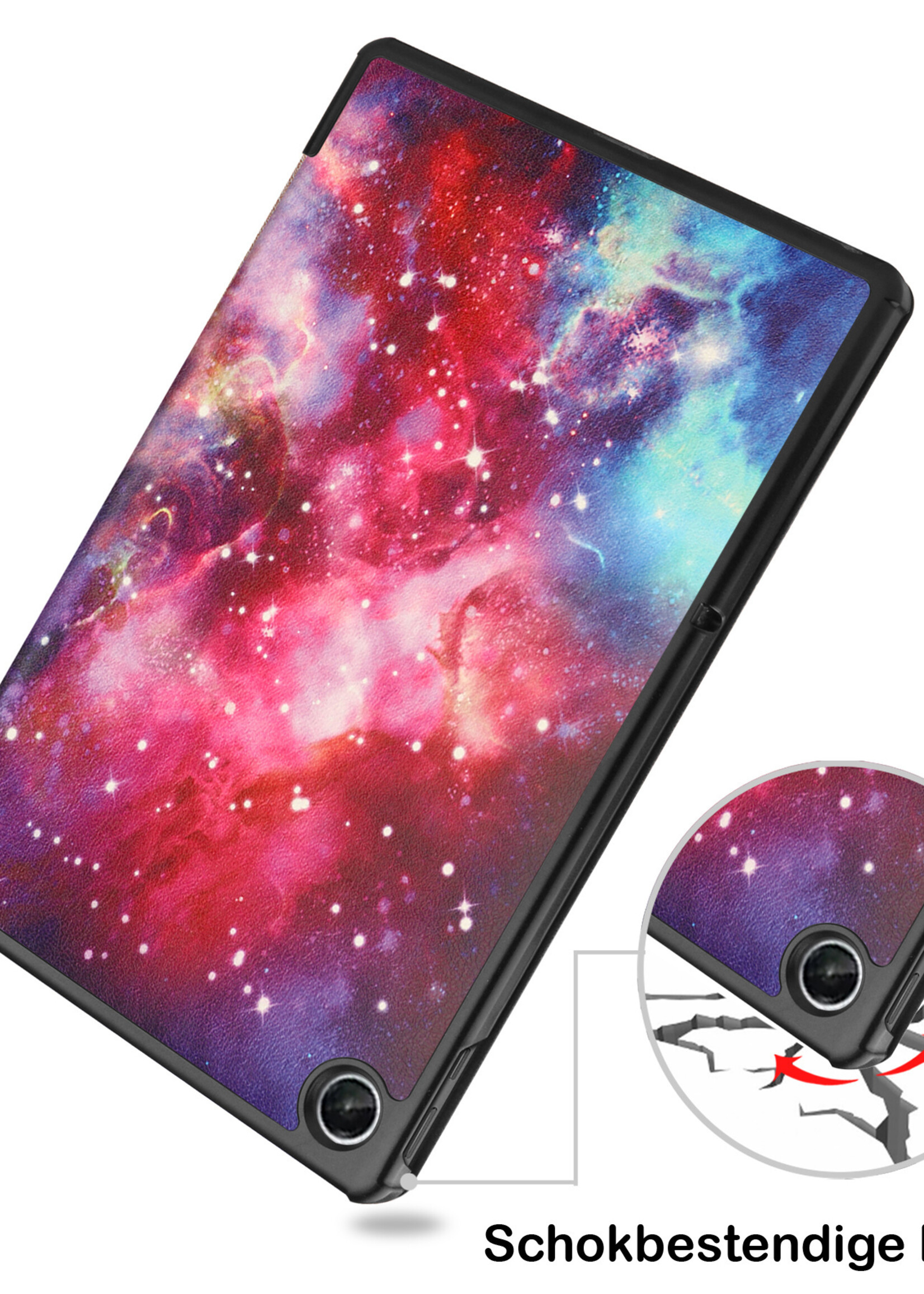 BTH Hoes Geschikt voor Lenovo Tab M10 Plus 3rd Gen Hoes Book Case Hoesje Trifold Cover Met Screenprotector - Hoesje Geschikt voor Lenovo Tab M10 Plus (3e Gen) Hoesje Bookcase - Galaxy