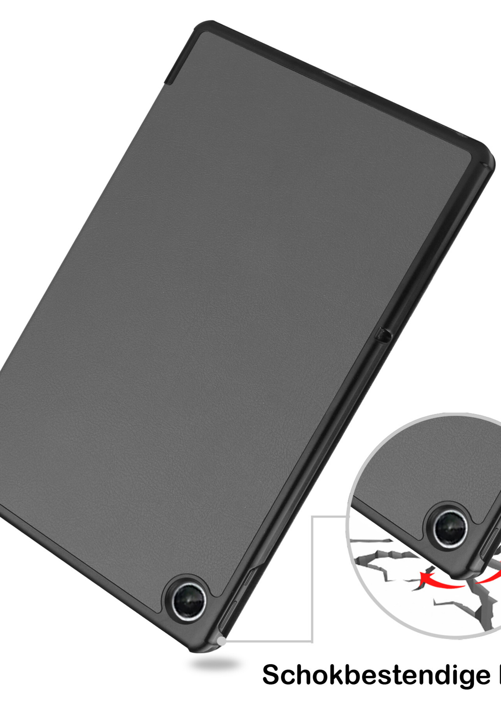 BTH Hoes Geschikt voor Lenovo Tab M10 Plus 3rd Gen Hoes Book Case Hoesje Trifold Cover Met Screenprotector - Hoesje Geschikt voor Lenovo Tab M10 Plus (3e Gen) Hoesje Bookcase - Grijs