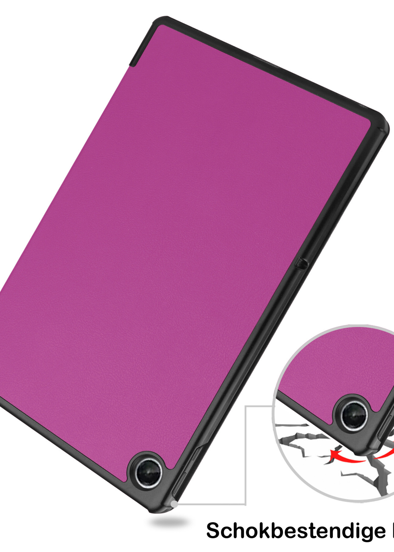 BTH Hoes Geschikt voor Lenovo Tab M10 Plus 3rd Gen Hoes Book Case Hoesje Trifold Cover Met Screenprotector - Hoesje Geschikt voor Lenovo Tab M10 Plus (3e Gen) Hoesje Bookcase - Paars