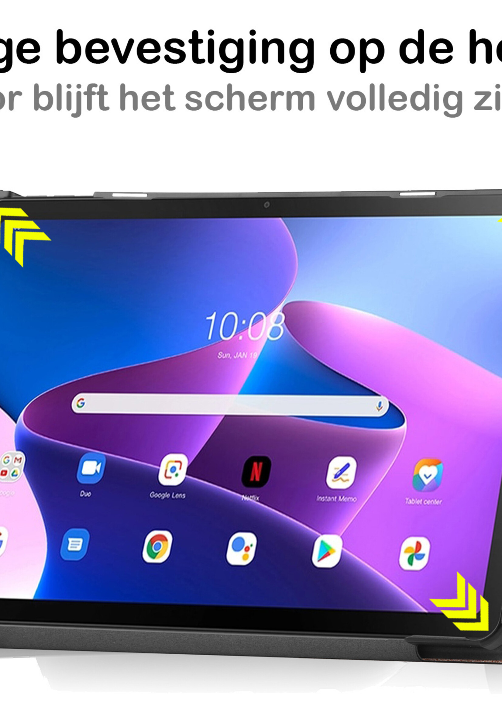 BTH Hoes Geschikt voor Lenovo Tab M10 Plus 3rd Gen Hoes Book Case Hoesje Trifold Cover Met Screenprotector - Hoesje Geschikt voor Lenovo Tab M10 Plus (3e Gen) Hoesje Bookcase - Rosé goud