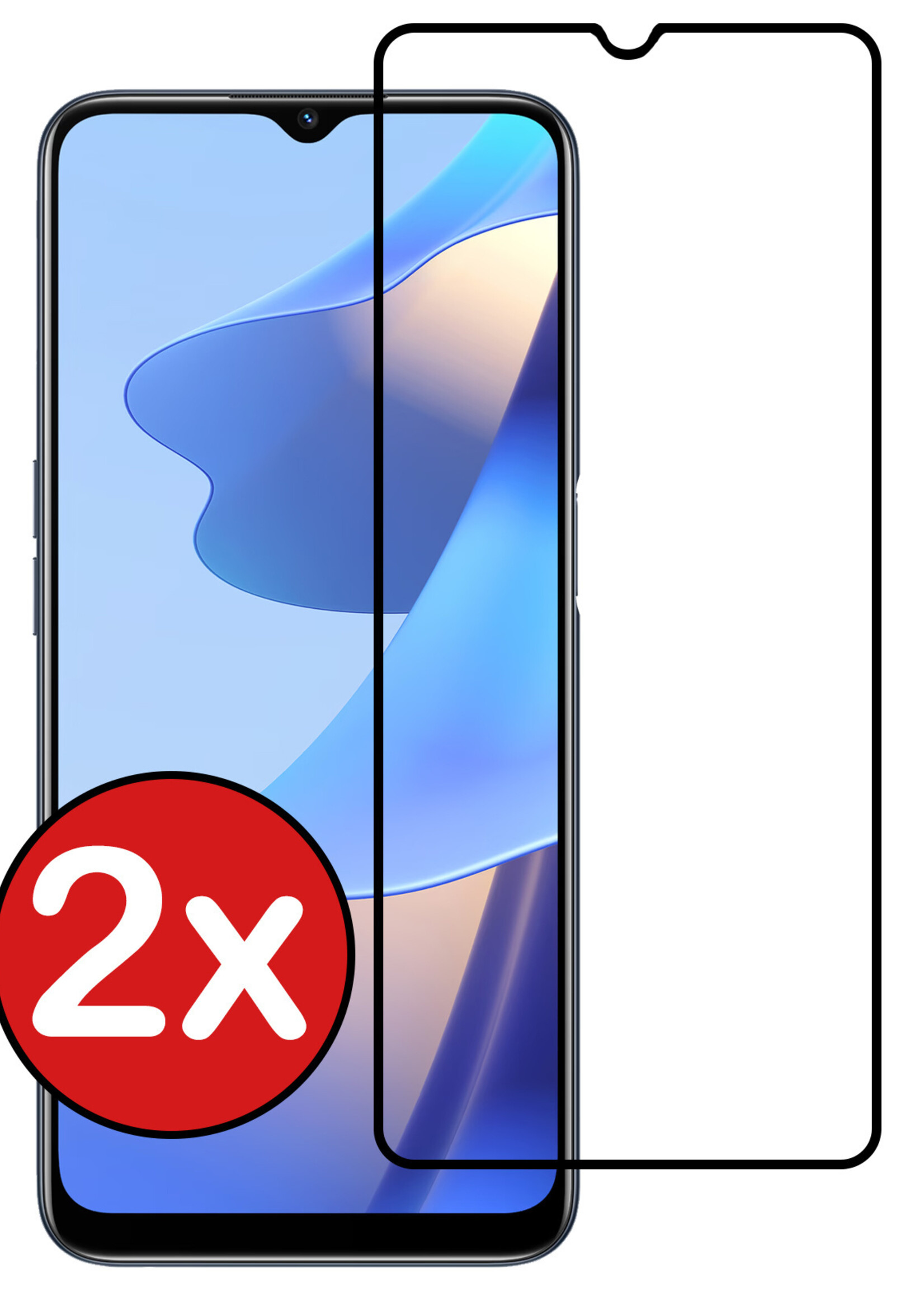 BTH Screenprotector Geschikt voor OPPO A16s Screenprotector Glas Gehard Tempered Glass Full Cover - Screenprotector Geschikt voor OPPO A16s Screen Protector Screen Cover - 2 PACK