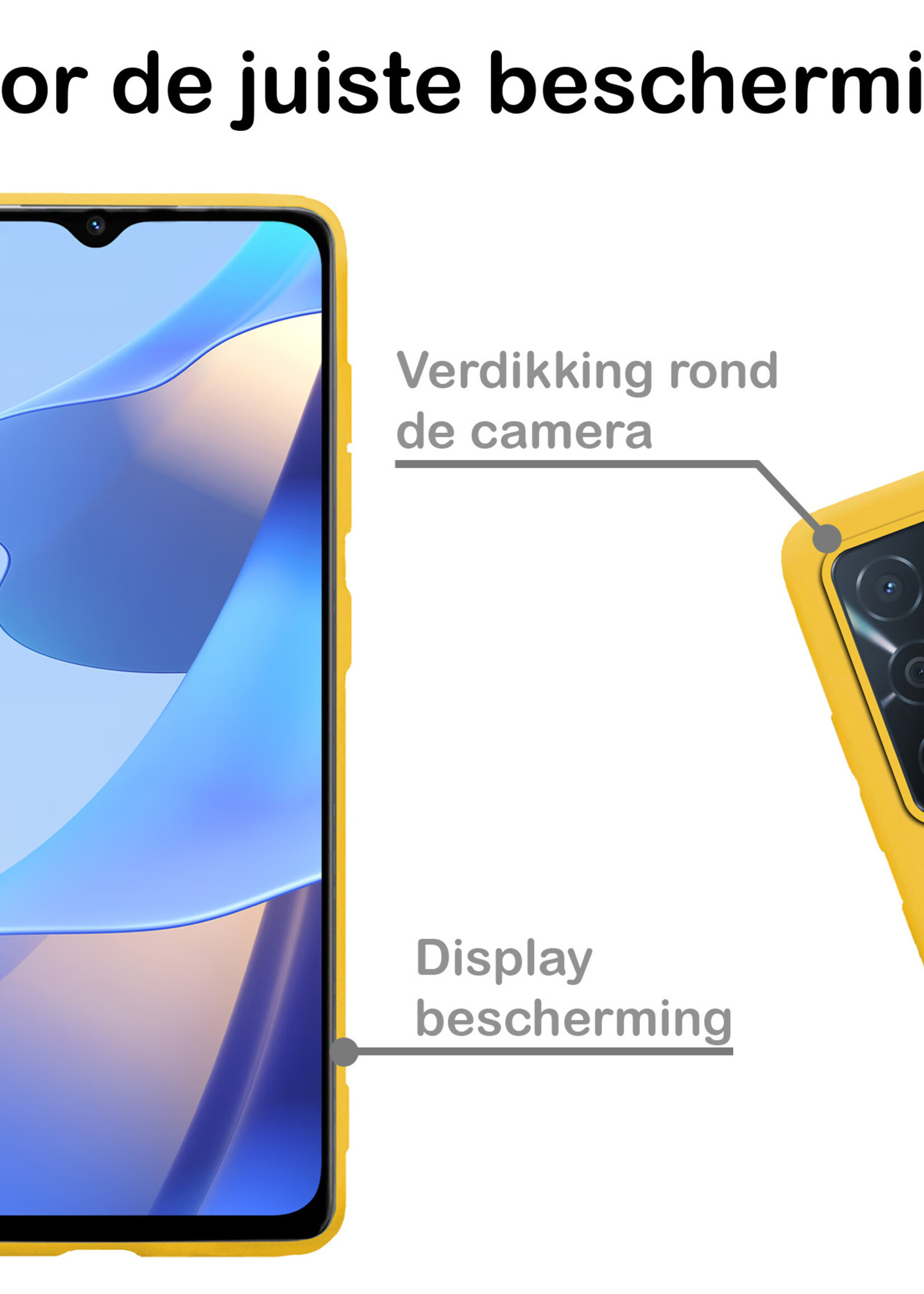 BTH OPPO A16s Hoesje Siliconen Case Cover - OPPO A16s Hoesje Cover Hoes Siliconen - Geel