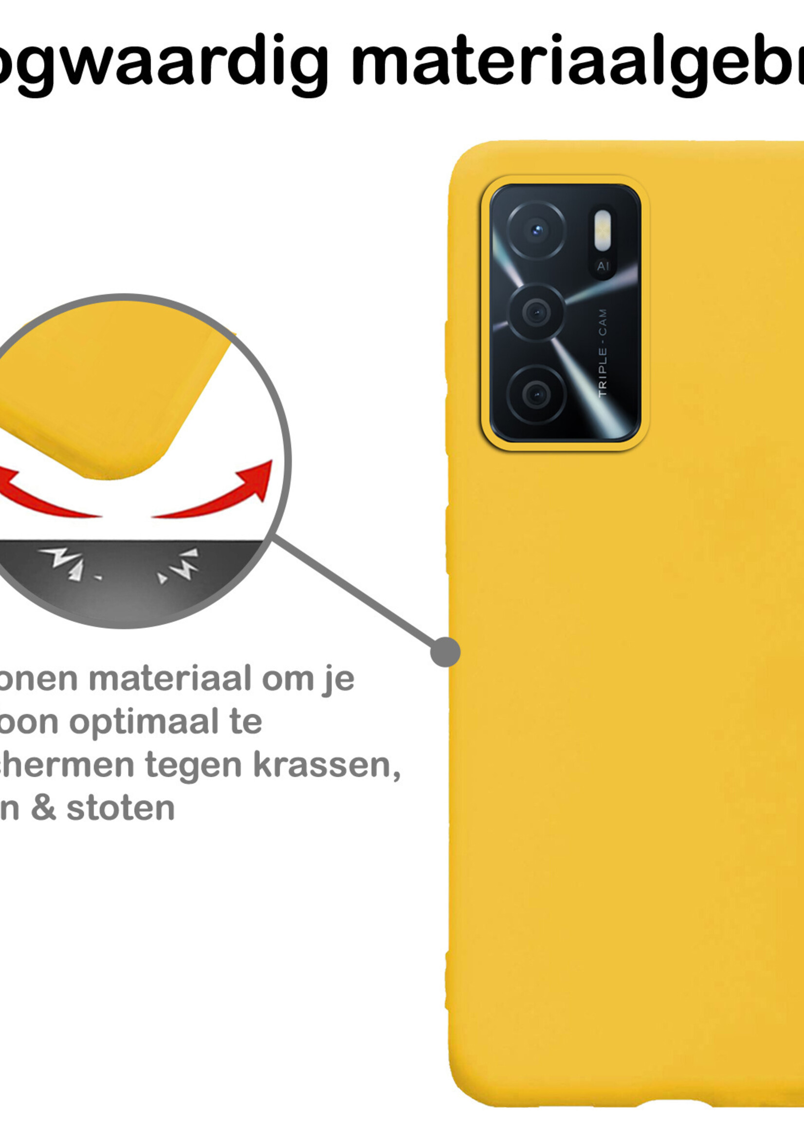 BTH OPPO A16s Hoesje Siliconen Case Cover - OPPO A16s Hoesje Cover Hoes Siliconen - Geel