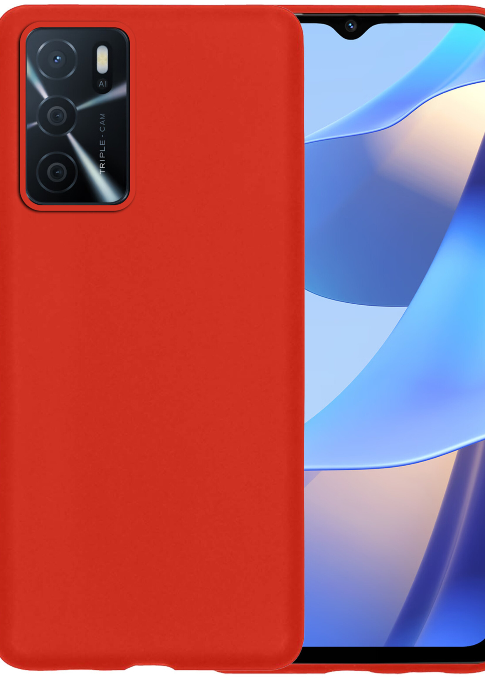 BTH OPPO A16s Hoesje Siliconen Case Cover - OPPO A16s Hoesje Cover Hoes Siliconen - Rood