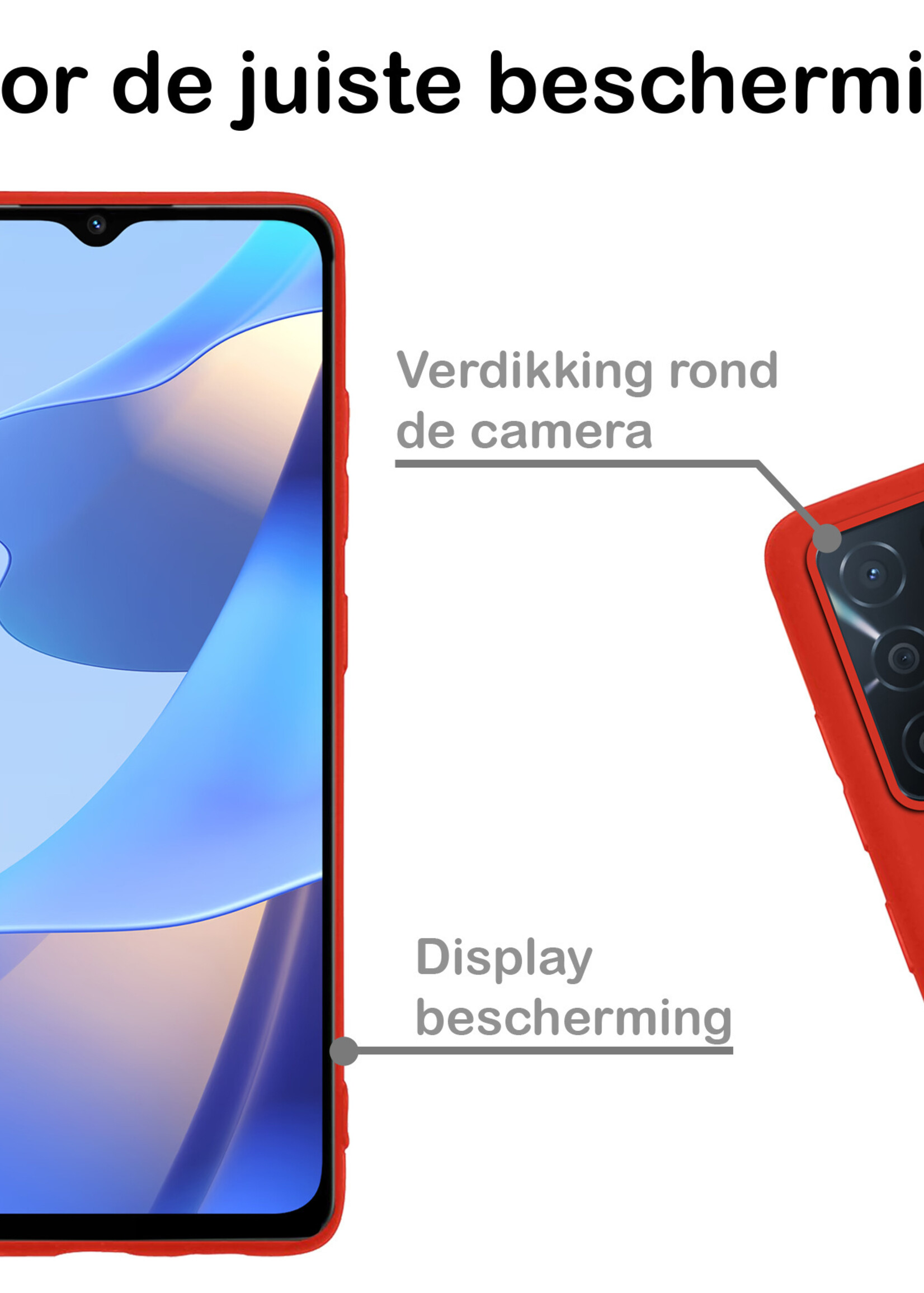 BTH OPPO A16s Hoesje Siliconen Case Cover - OPPO A16s Hoesje Cover Hoes Siliconen - Rood