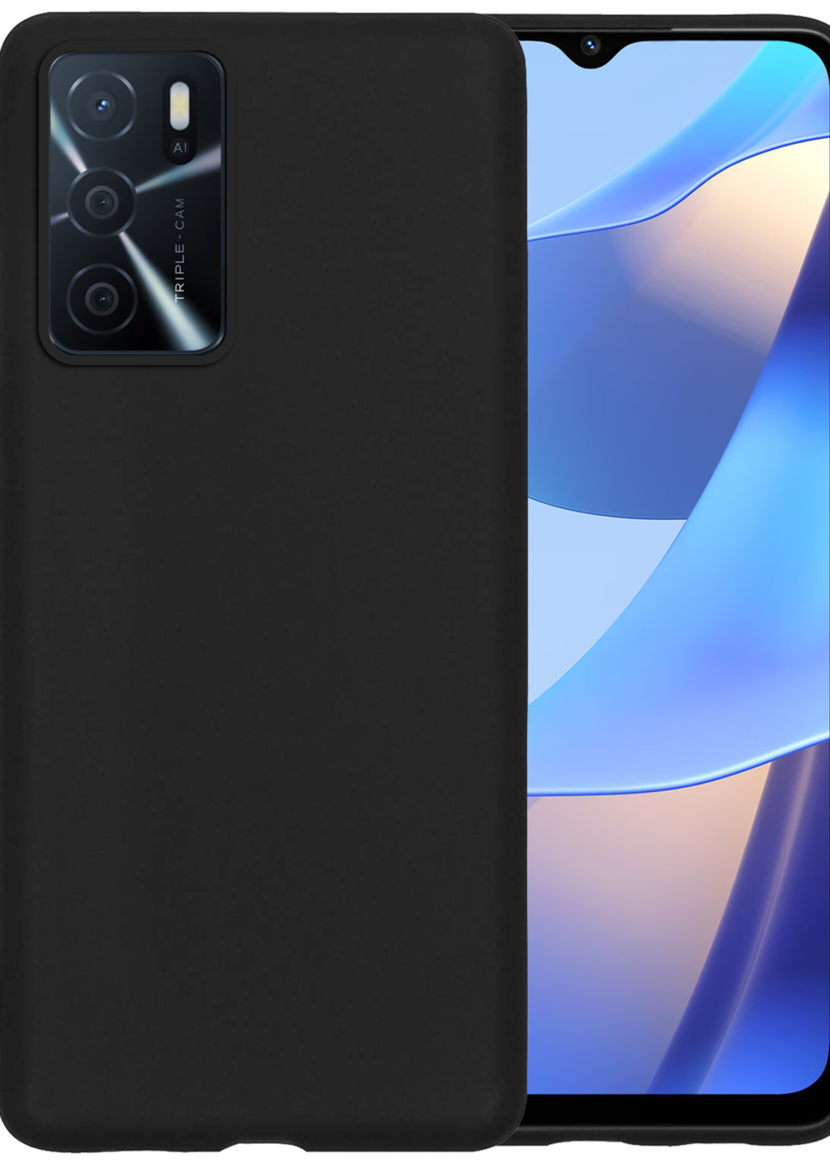 BTH OPPO A16s Hoesje Siliconen Case Cover - OPPO A16s Hoesje Cover Hoes Siliconen - Zwart