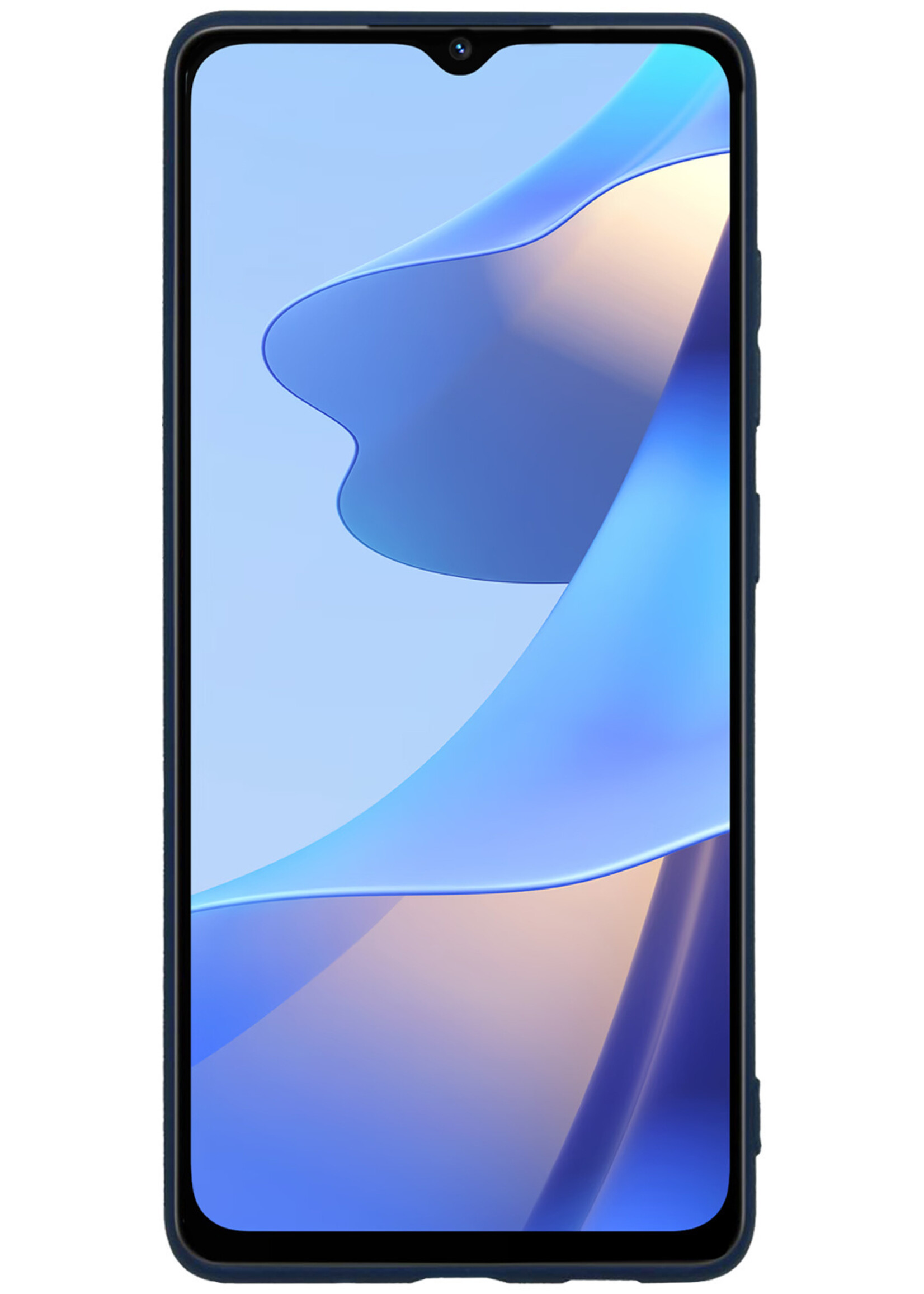BTH Hoesje Geschikt voor OPPO A16s Hoesje Siliconen Case Hoes - Hoes Geschikt voor OPPO A16s Hoes Cover Case - Donkerblauw - 2 PACK