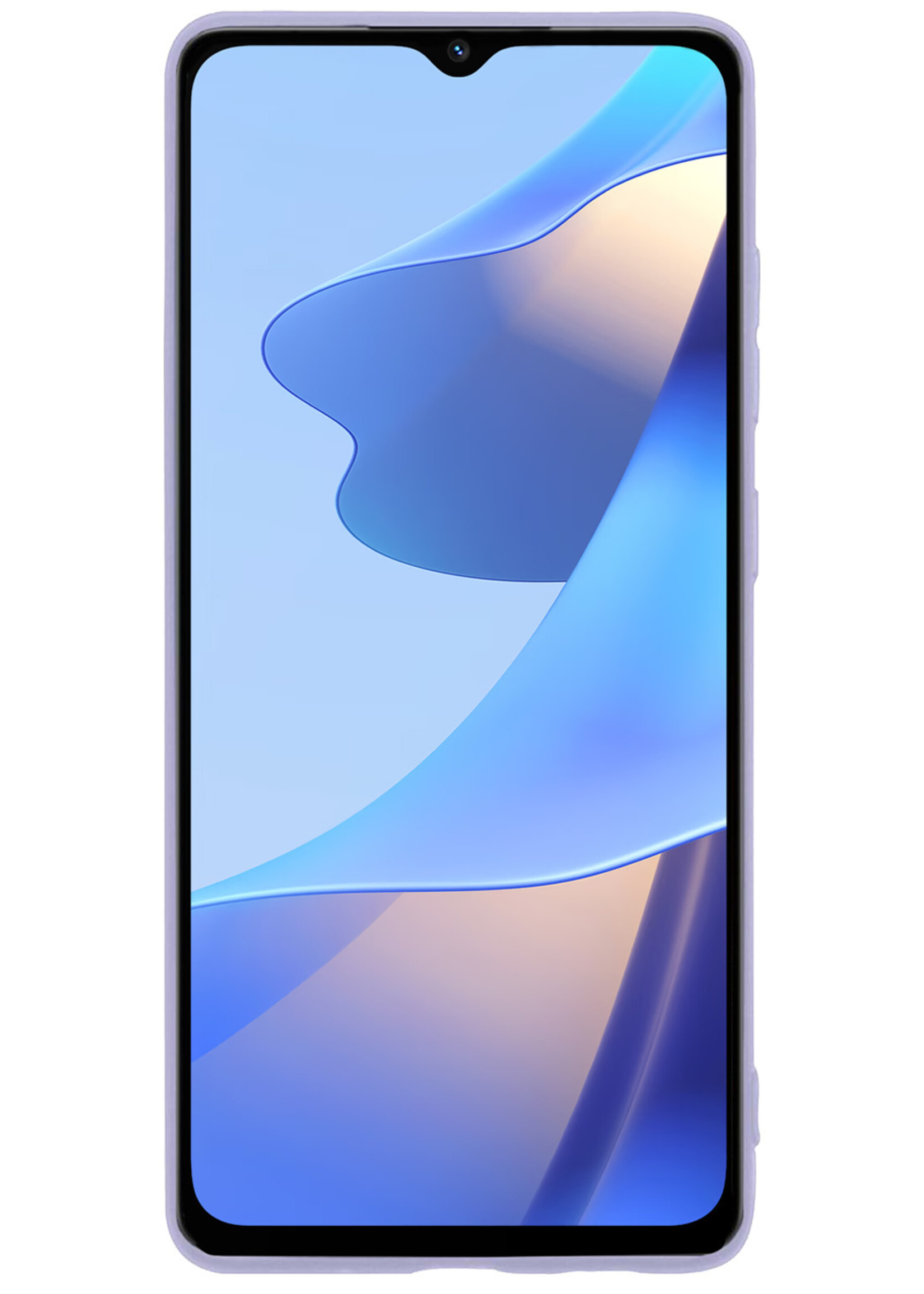 BTH Hoesje Geschikt voor OPPO A16s Hoesje Siliconen Case Hoes Met 2x Screenprotector - Hoes Geschikt voor OPPO A16s Hoes Cover Case - Lila