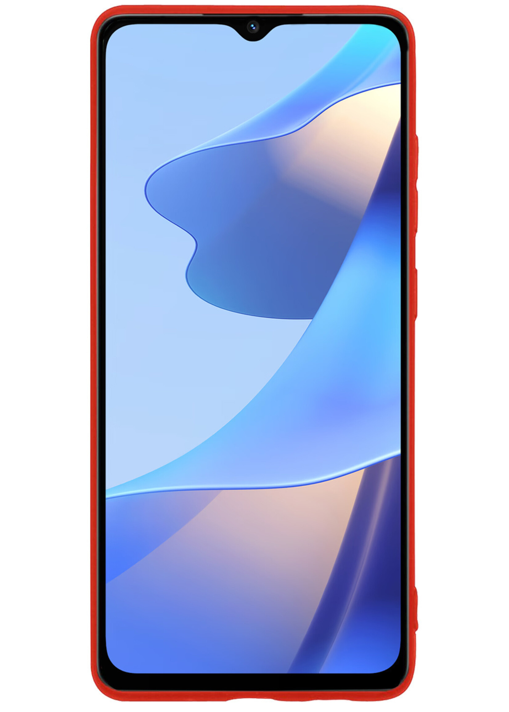 BTH Hoesje Geschikt voor OPPO A16s Hoesje Siliconen Case Hoes Met 2x Screenprotector - Hoes Geschikt voor OPPO A16s Hoes Cover Case - Rood
