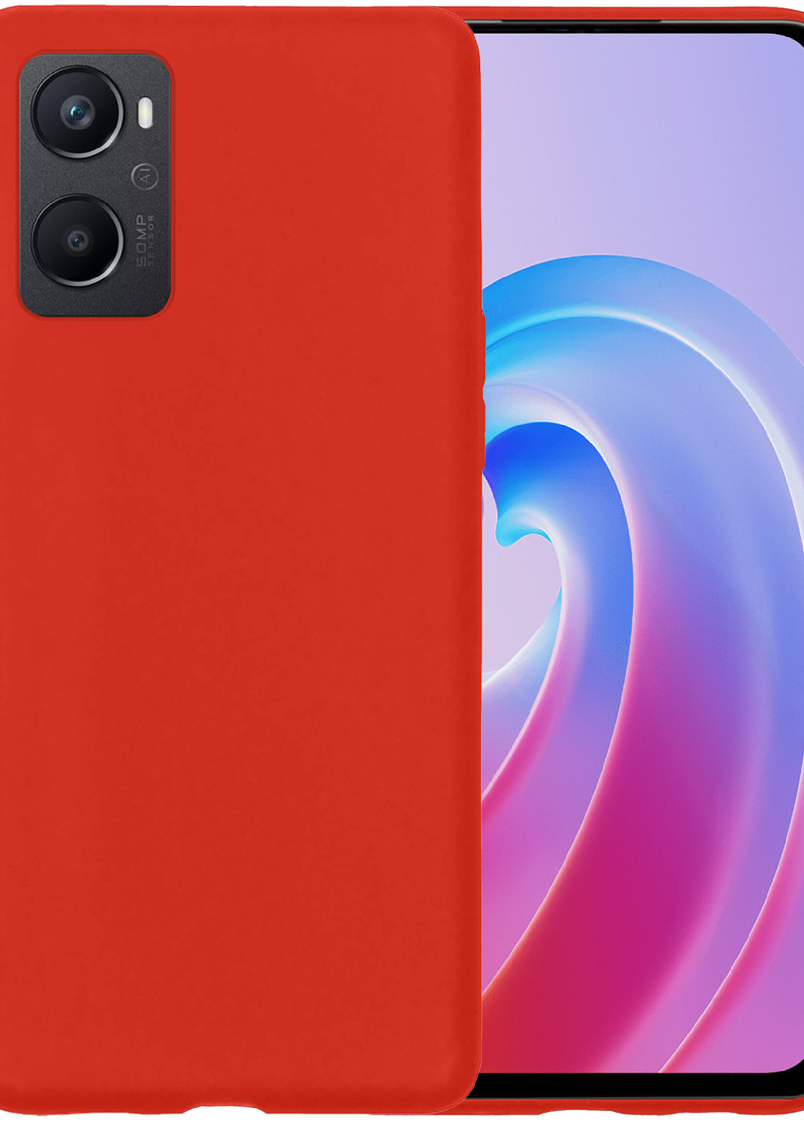 BTH OPPO A76 Hoesje Siliconen Case Cover - OPPO A76 Hoesje Cover Hoes Siliconen - Rood