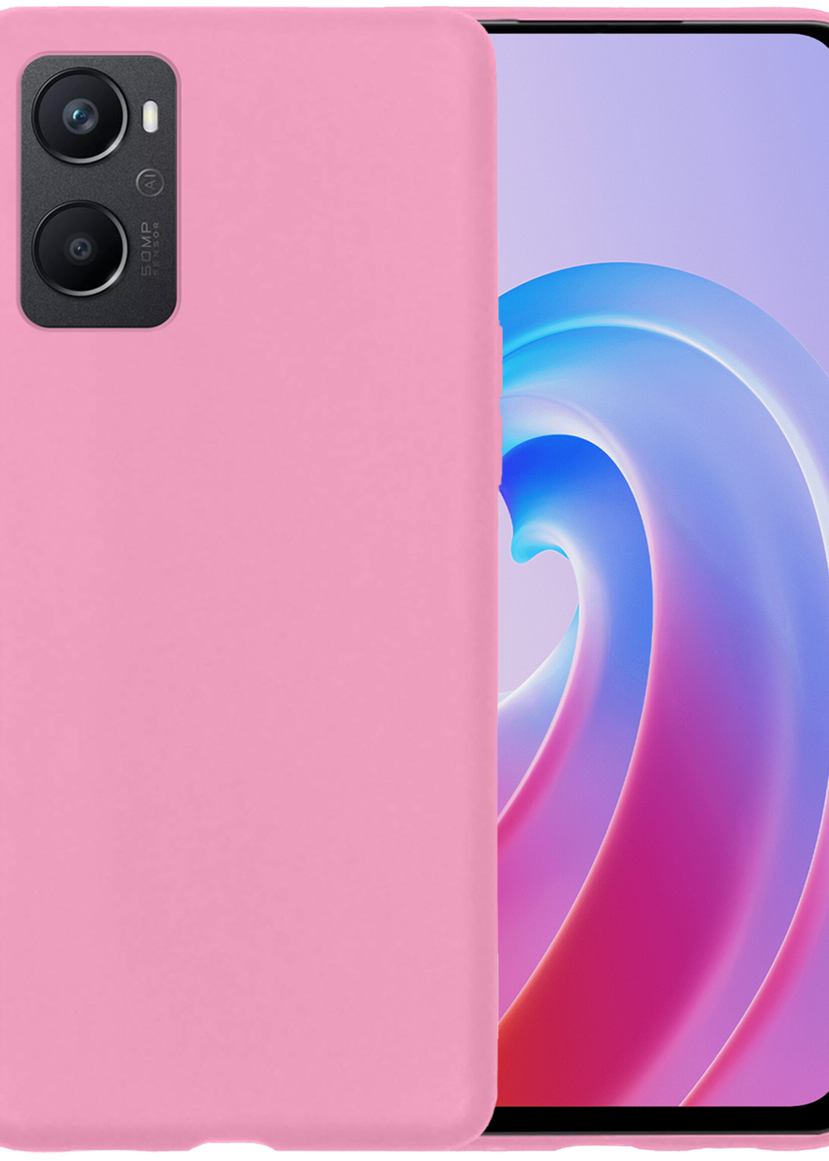 BTH OPPO A76 Hoesje Siliconen Case Cover - OPPO A76 Hoesje Cover Hoes Siliconen - Licht Roze