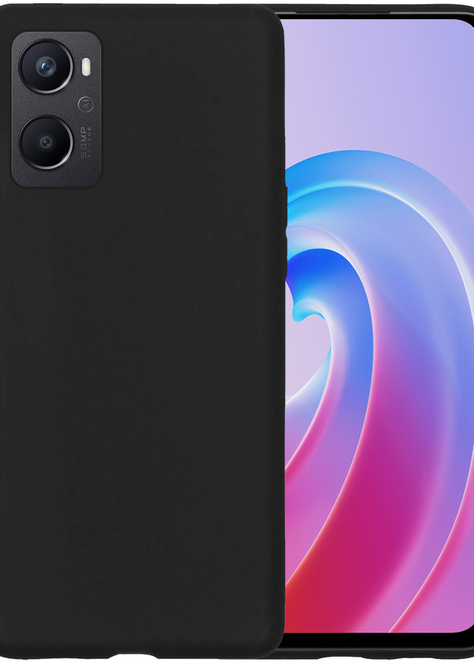 BTH OPPO A76 Hoesje Siliconen Case Cover - OPPO A76 Hoesje Cover Hoes Siliconen - Zwart