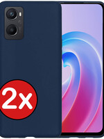BTH BTH OPPO A76 Hoesje Siliconen - Donkerblauw - 2 PACK