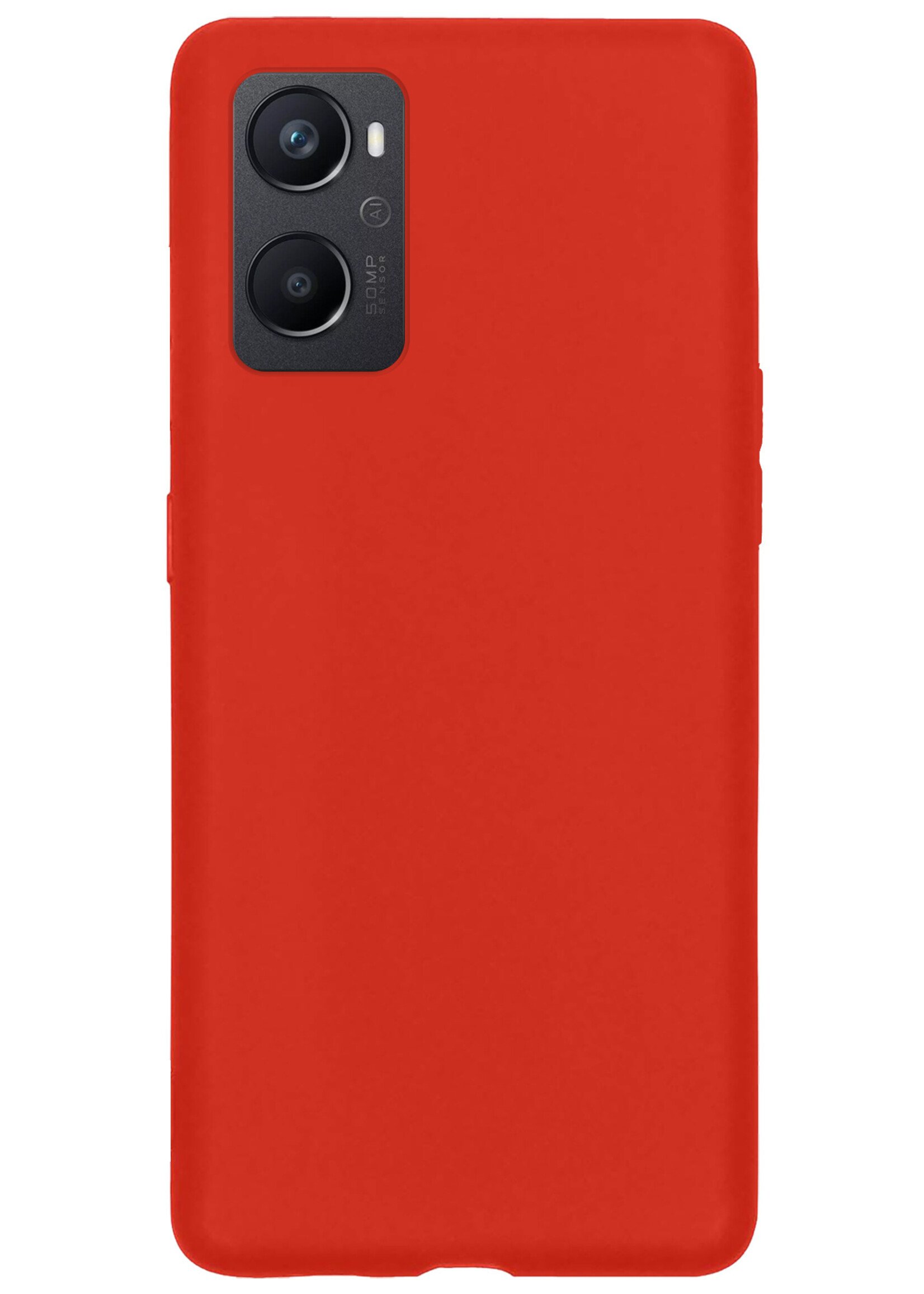 BTH Hoesje Geschikt voor OPPO A76 Hoesje Siliconen Case Hoes Met Screenprotector - Hoes Geschikt voor OPPO A76 Hoes Cover Case - Rood