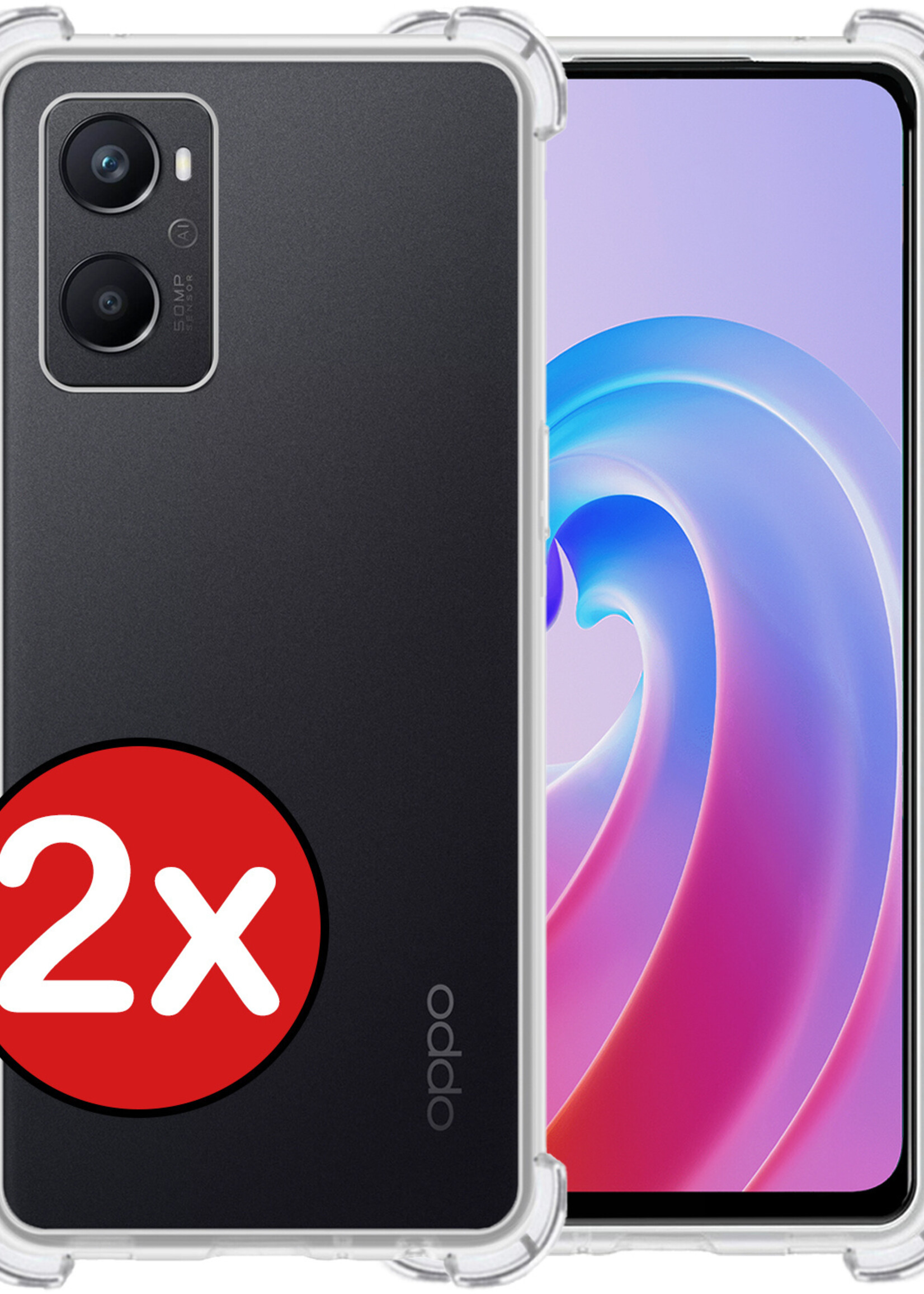 BTH Hoesje Geschikt voor OPPO A96 Hoesje Siliconen Shock Proof Case Hoes - Hoes Geschikt voor OPPO A96 Hoes Cover Case Shockproof - Transparant - 2 PACK