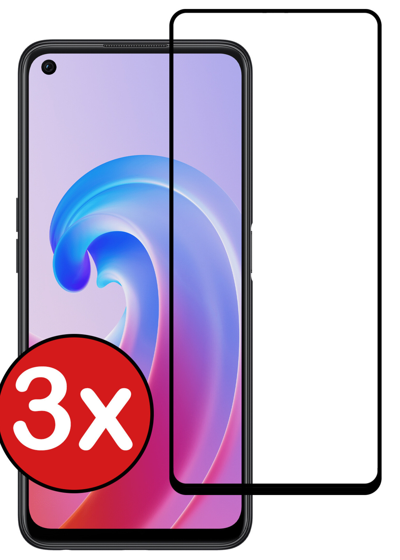 BTH Screenprotector Geschikt voor OPPO A96 Screenprotector Glas Gehard Tempered Glass Full Cover - Screenprotector Geschikt voor OPPO A96 Screen Protector Screen Cover - 3 PACK
