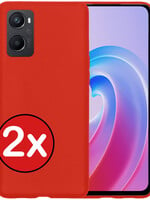 BTH BTH OPPO A96 Hoesje Siliconen - Rood - 2 PACK