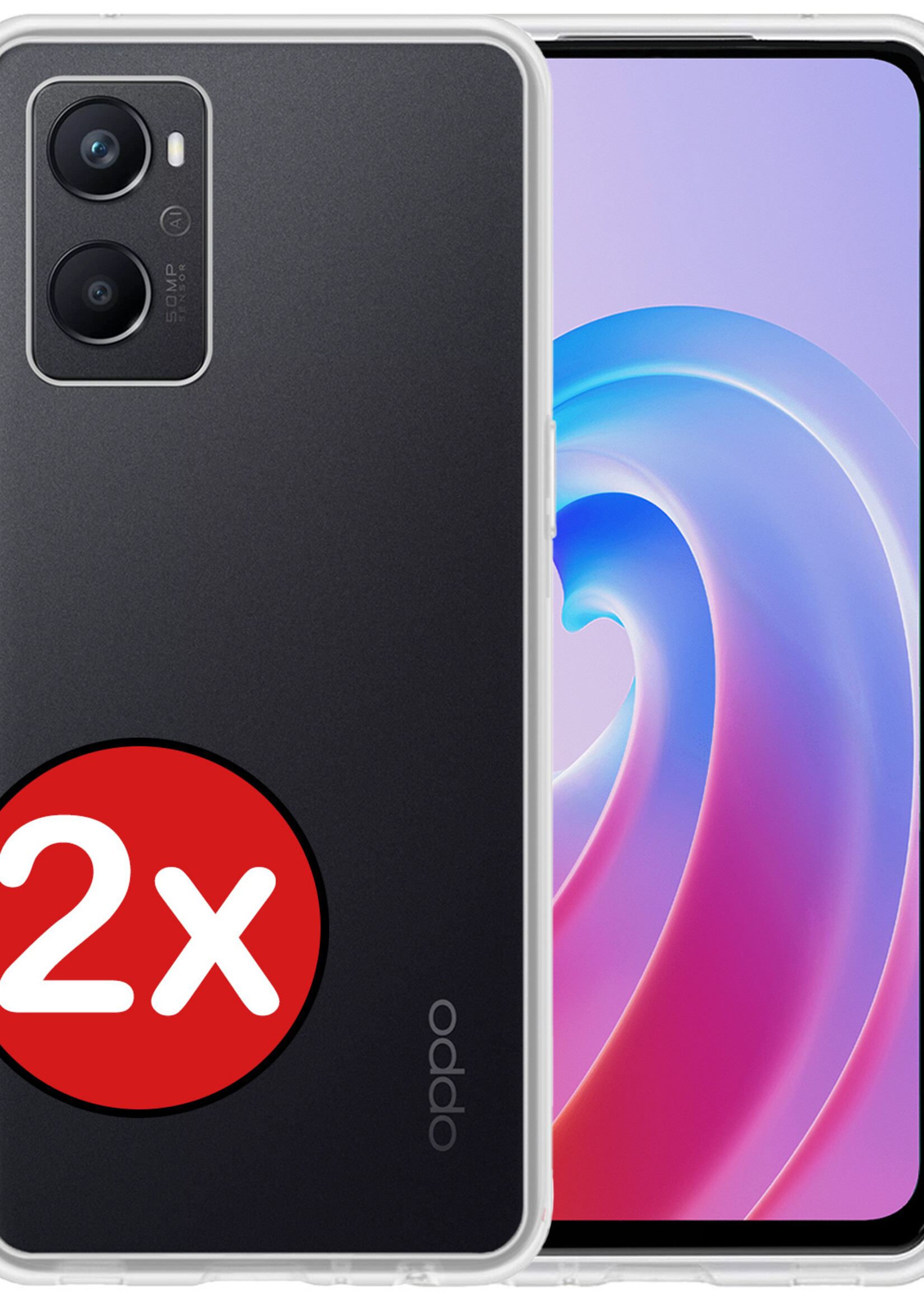 BTH Hoesje Geschikt voor OPPO A96 Hoesje Siliconen Case Hoes - Hoes Geschikt voor OPPO A96 Hoes Cover Case - Transparant - 2 PACK