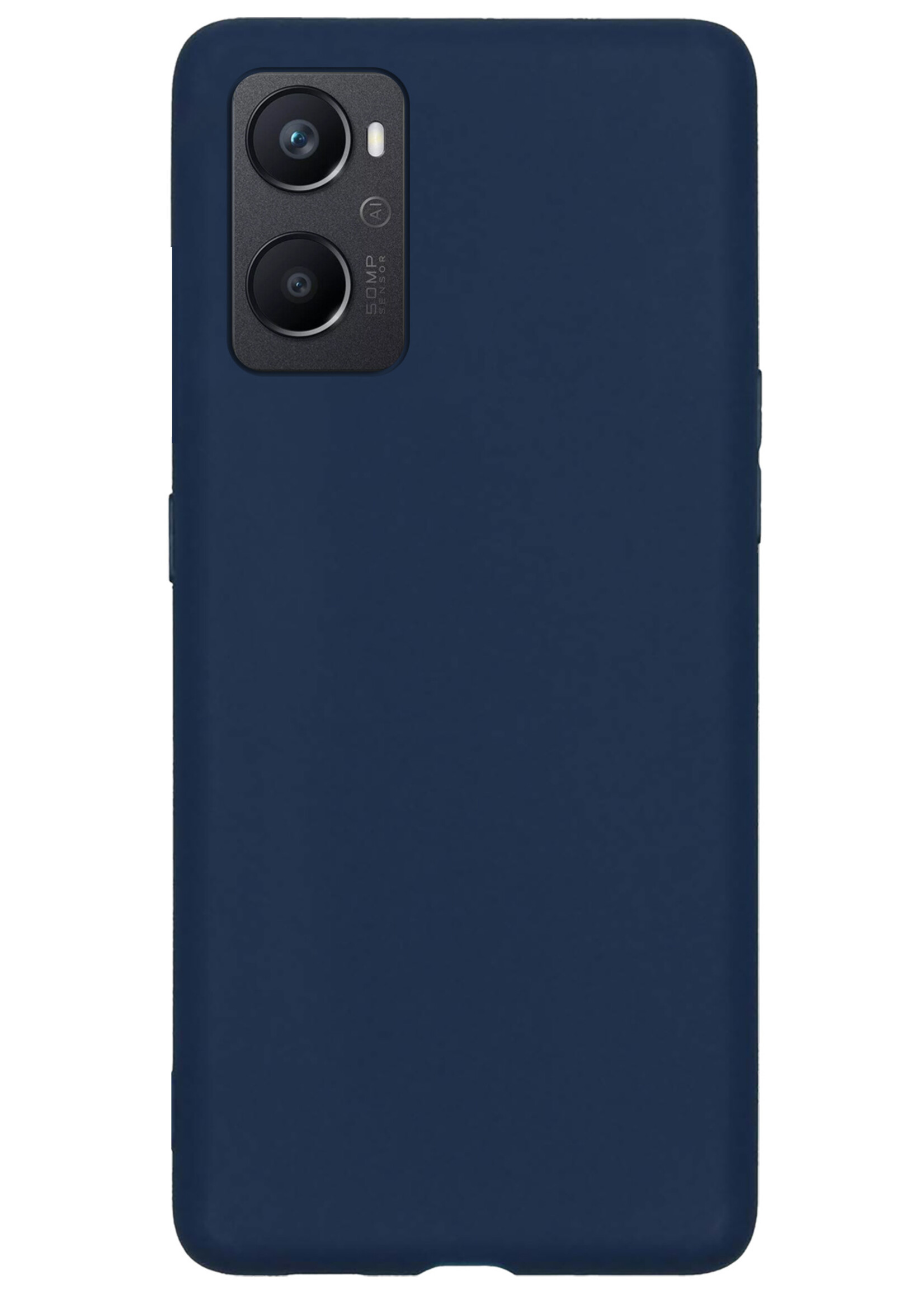 BTH Hoesje Geschikt voor OPPO A96 Hoesje Siliconen Case Hoes Met Screenprotector - Hoes Geschikt voor OPPO A96 Hoes Cover Case - Donkerblauw