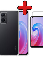 BTH BTH OPPO A96 Hoesje Siliconen Met Screenprotector - Transparant