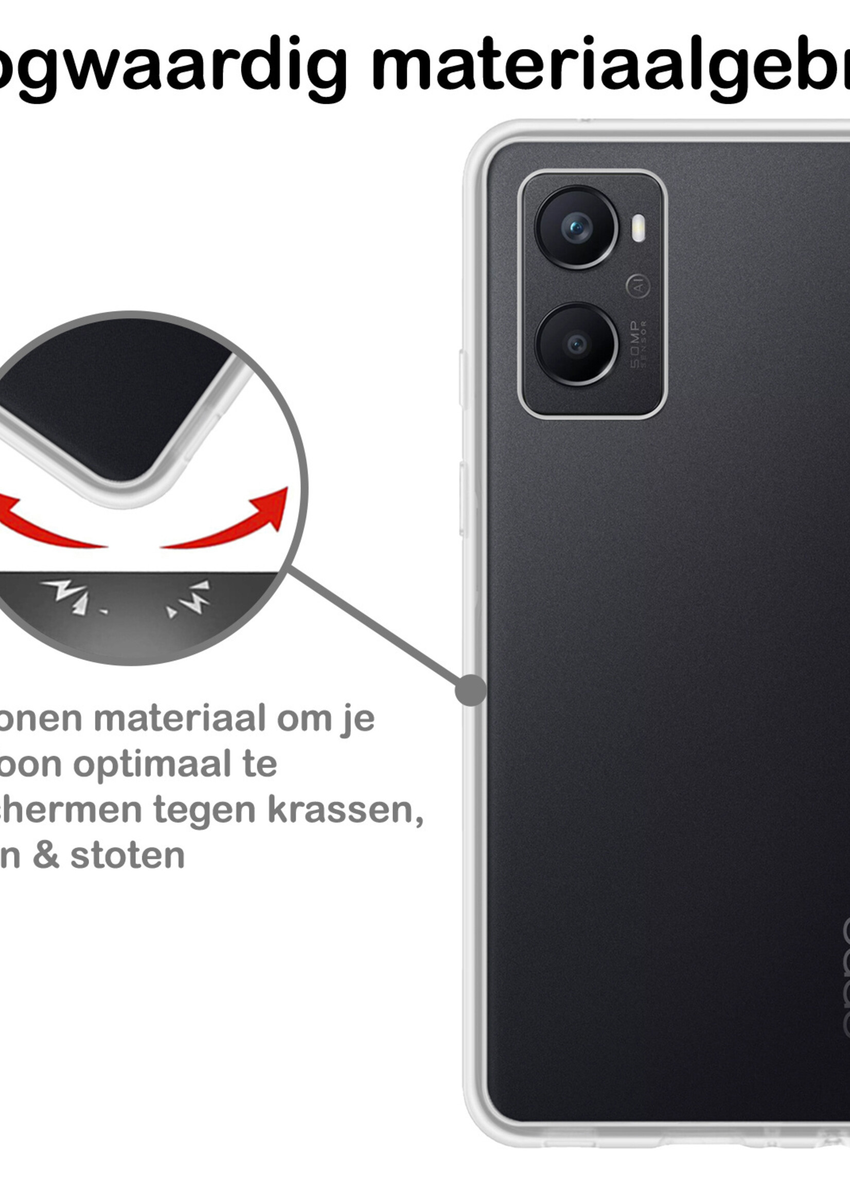 BTH Hoesje Geschikt voor OPPO A96 Hoesje Siliconen Case Hoes Met Screenprotector - Hoes Geschikt voor OPPO A96 Hoes Cover Case - Transparant
