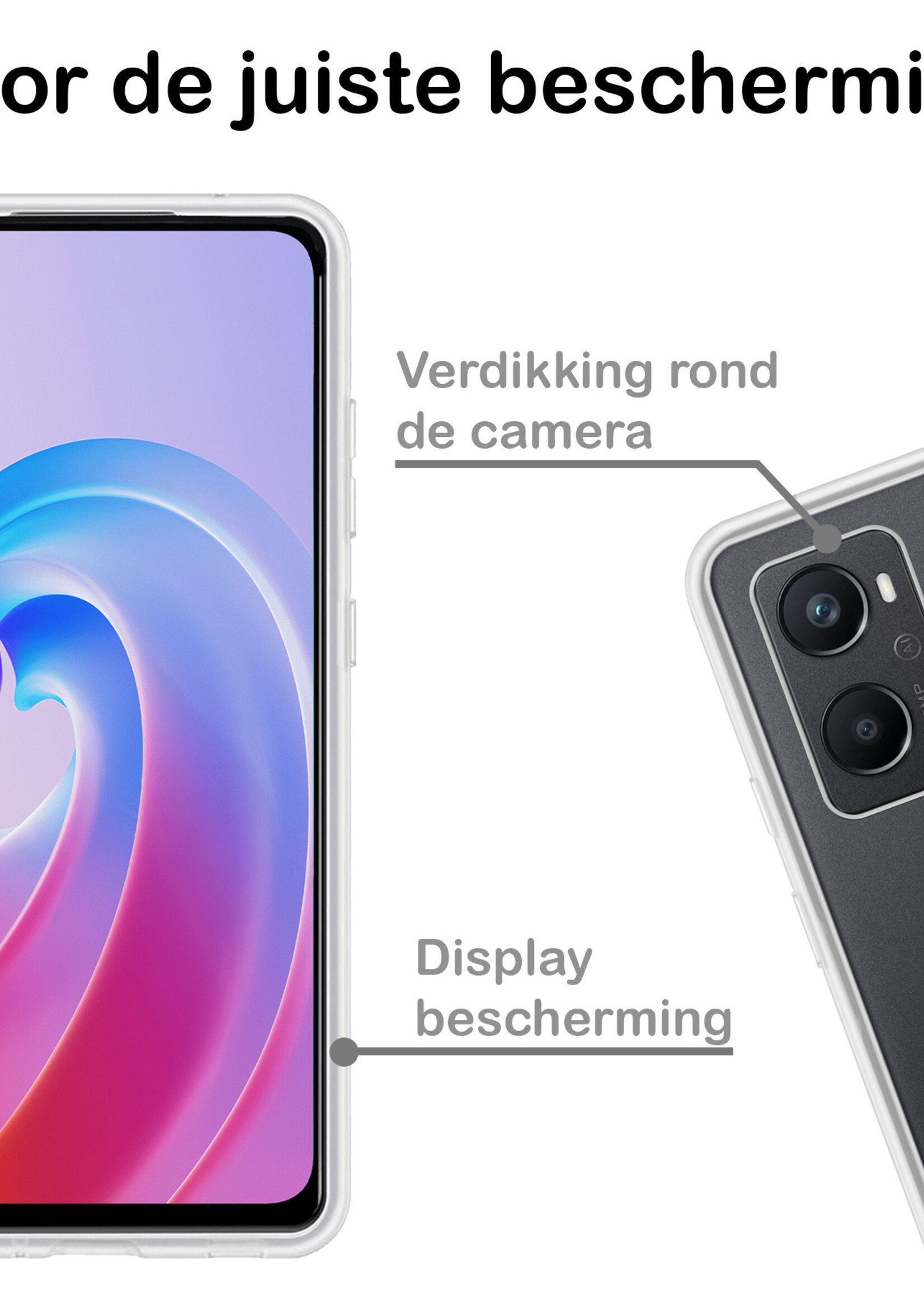 BTH Hoesje Geschikt voor OPPO A96 Hoesje Siliconen Case Hoes Met Screenprotector - Hoes Geschikt voor OPPO A96 Hoes Cover Case - Transparant