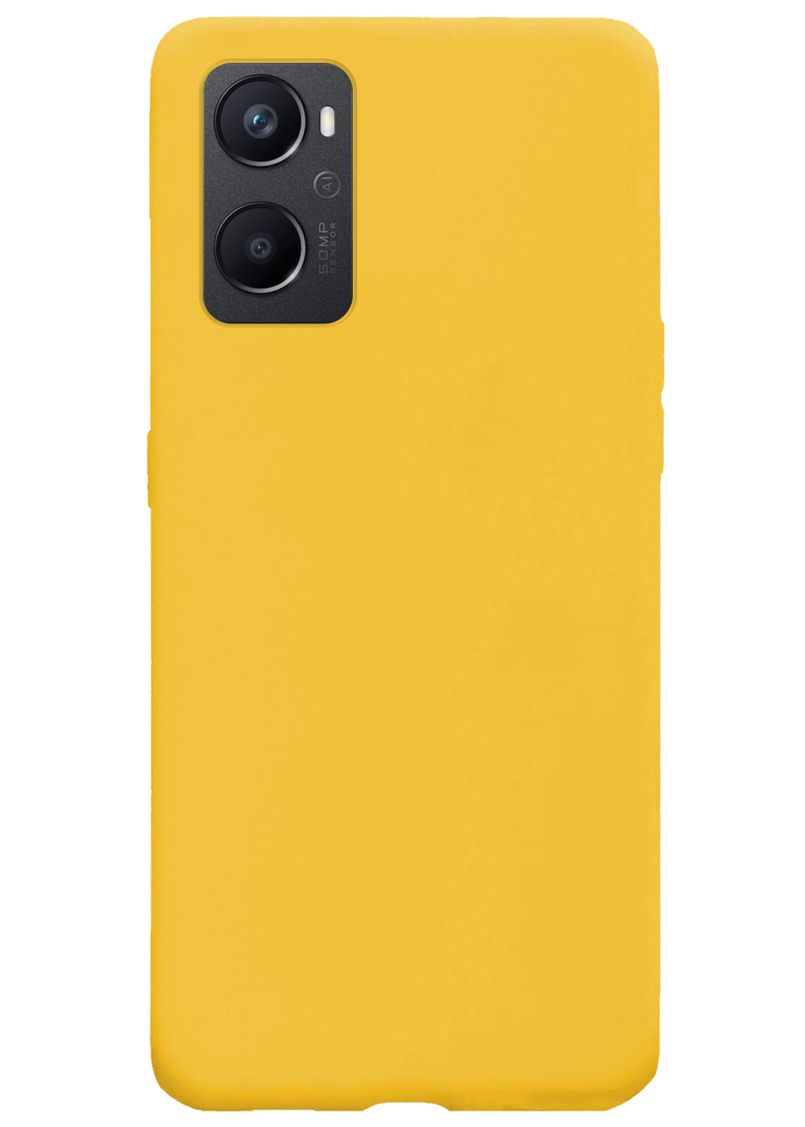 BTH Hoesje Geschikt voor OPPO A96 Hoesje Siliconen Case Hoes Met 2x Screenprotector - Hoes Geschikt voor OPPO A96 Hoes Cover Case - Geel