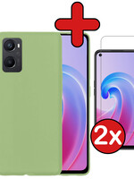 BTH BTH OPPO A96 Hoesje Siliconen Met 2x Screenprotector - Groen