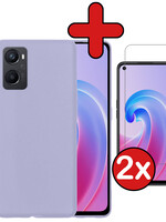 BTH BTH OPPO A96 Hoesje Siliconen Met 2x Screenprotector - Lila
