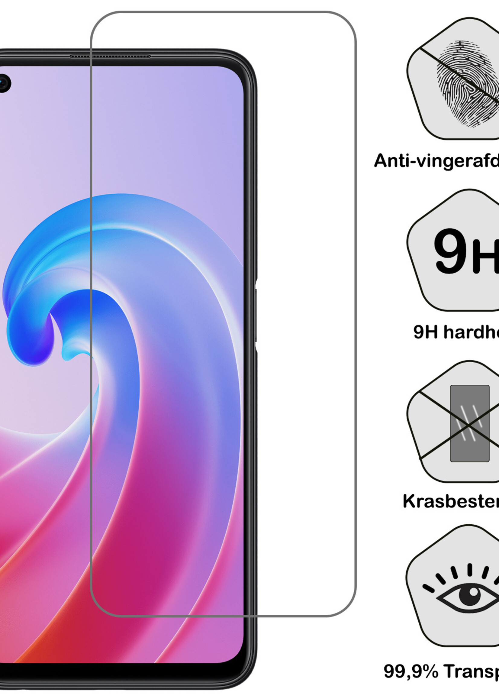 BTH Hoesje Geschikt voor OPPO A96 Hoesje Siliconen Case Hoes Met 2x Screenprotector - Hoes Geschikt voor OPPO A96 Hoes Cover Case - Lila