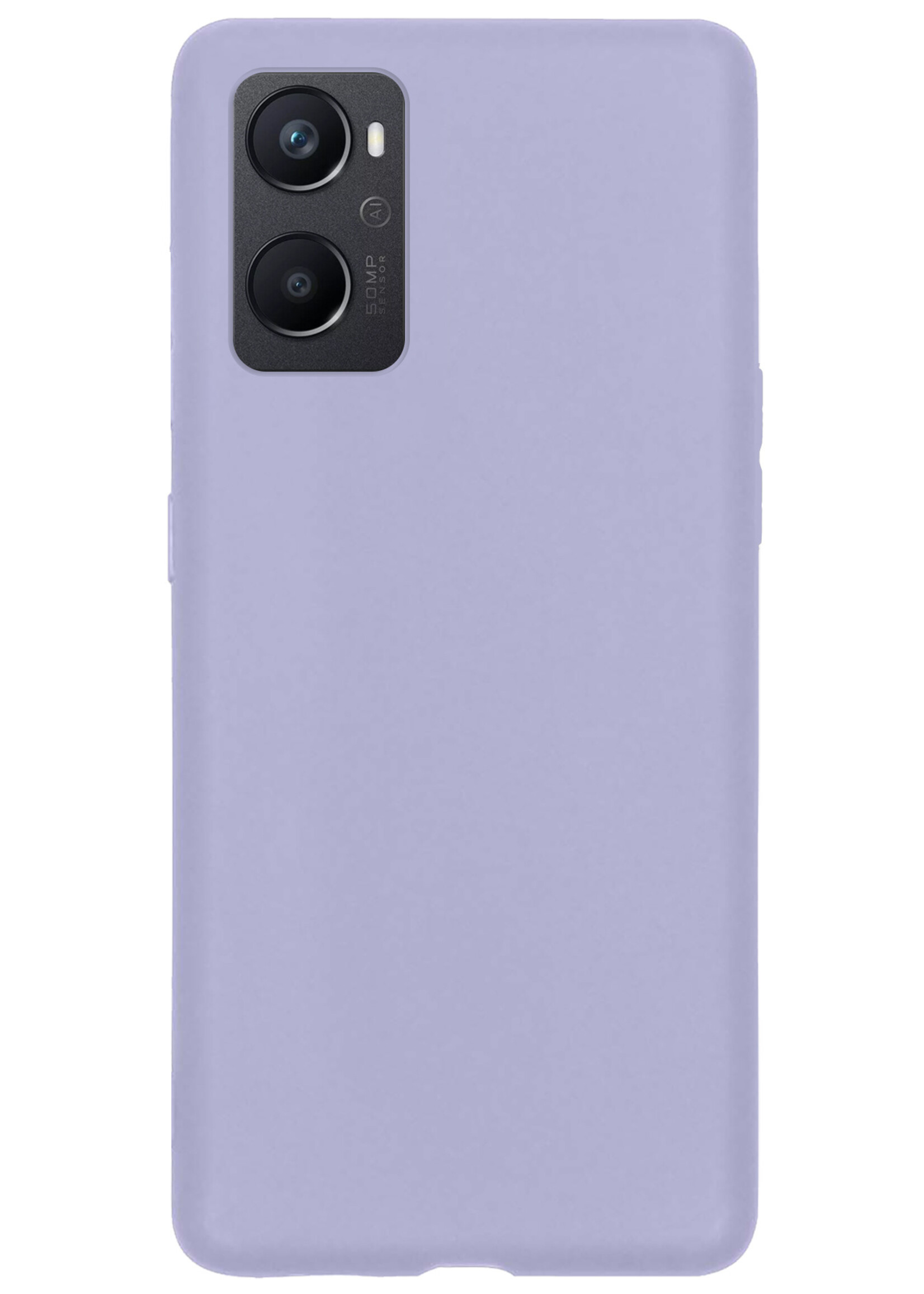 BTH Hoesje Geschikt voor OPPO A96 Hoesje Siliconen Case Hoes Met 2x Screenprotector - Hoes Geschikt voor OPPO A96 Hoes Cover Case - Lila