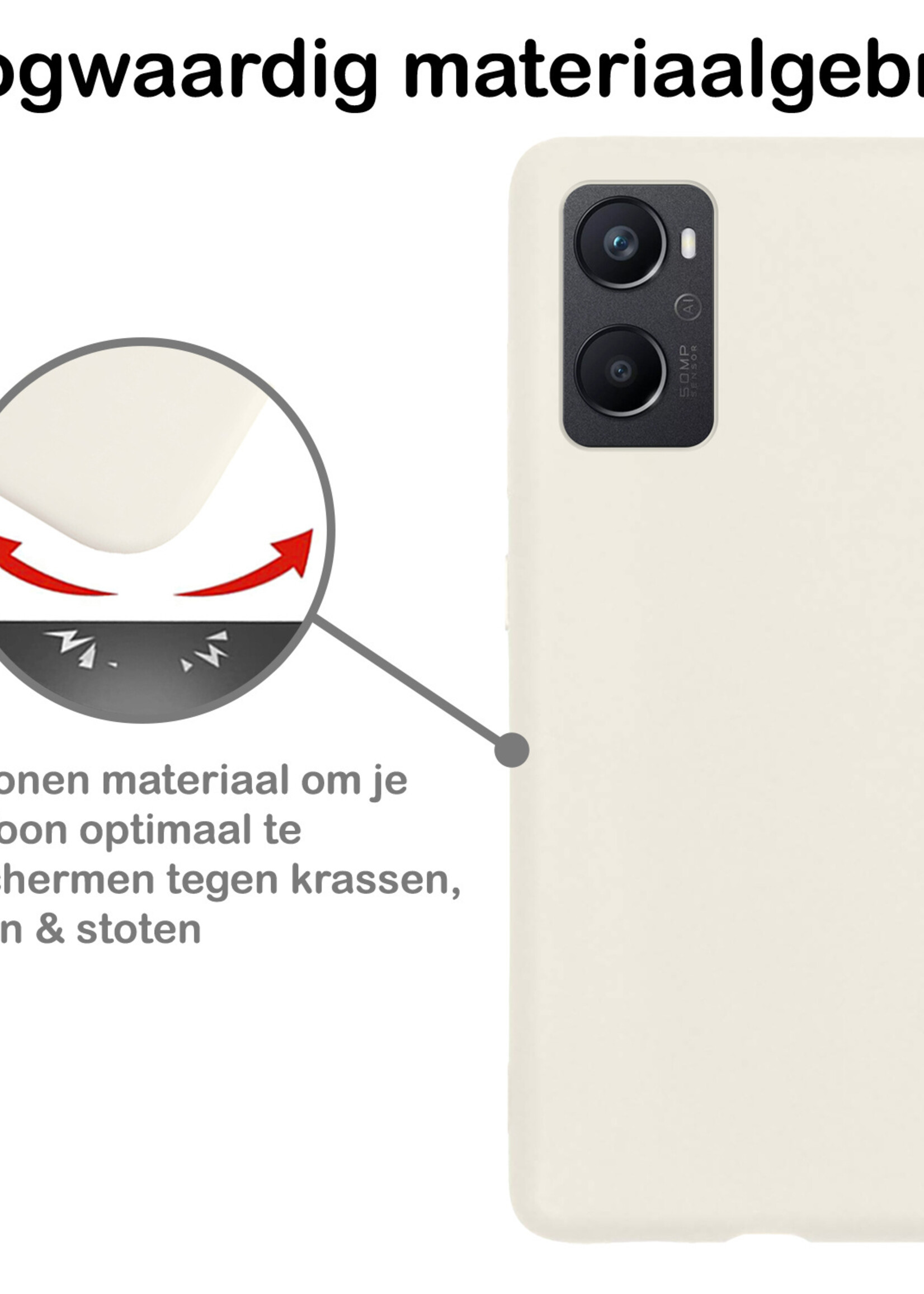 BTH Hoesje Geschikt voor OPPO A96 Hoesje Siliconen Case Hoes Met 2x Screenprotector - Hoes Geschikt voor OPPO A96 Hoes Cover Case - Wit