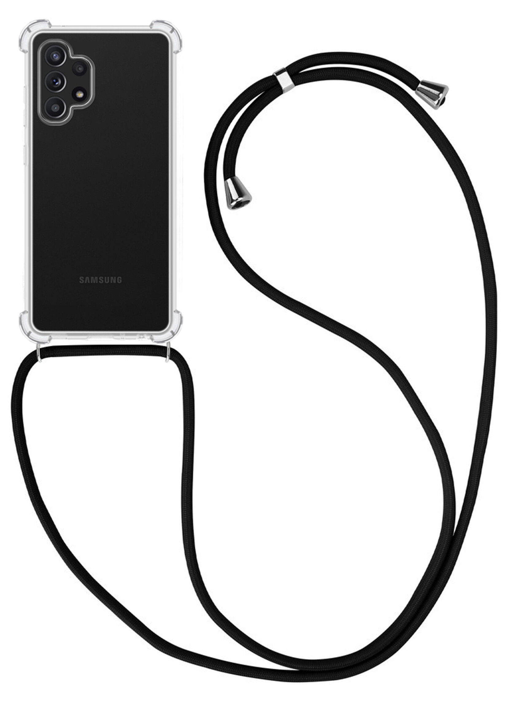 BTH Samsung A32 4G Hoesje Siliconen Met Koord Shock Proof Case Hoes Transparant - Samsung Galaxy A32 4G Hoesje Koord Cover - Transparant
